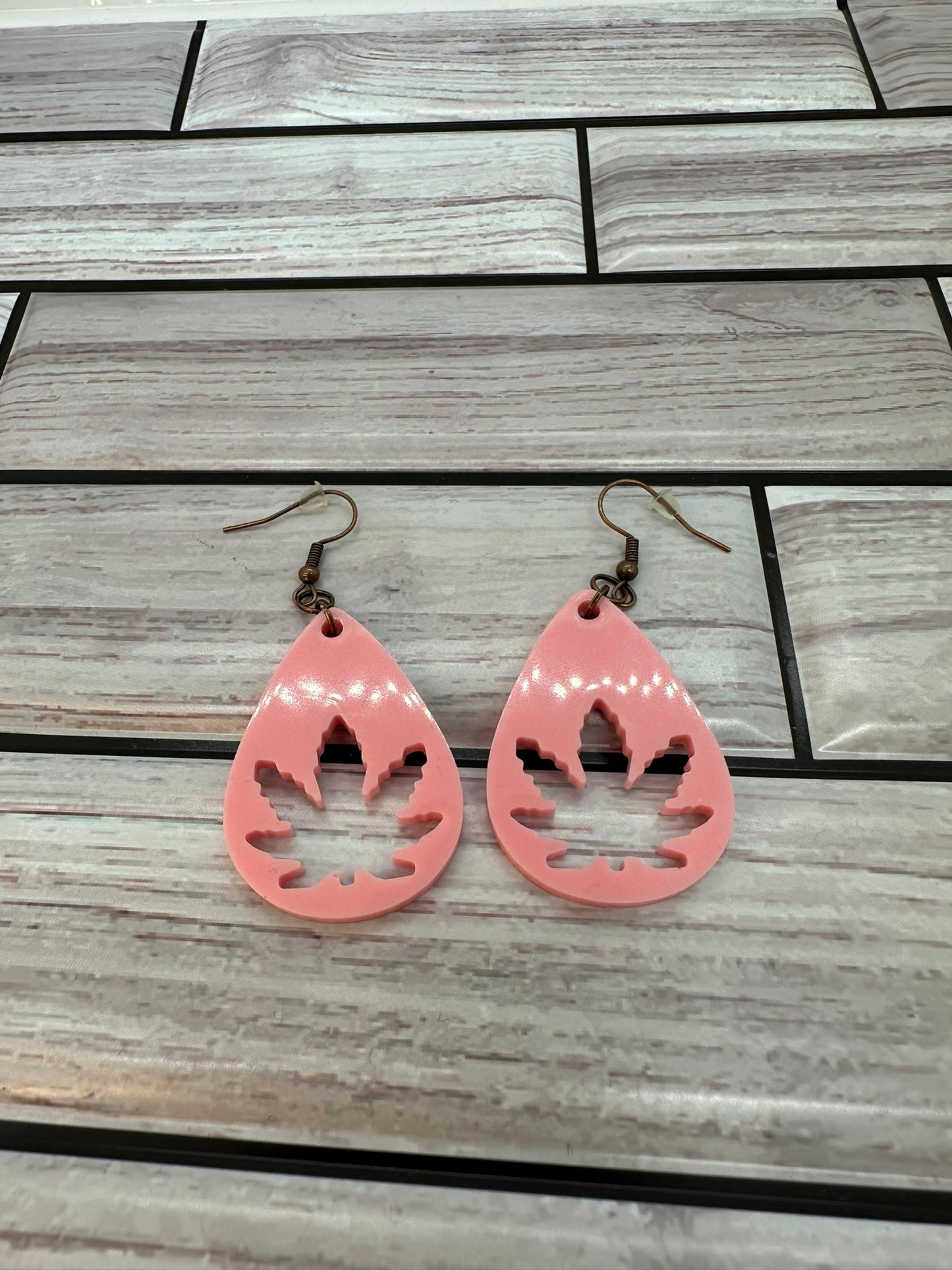 Light Pink Leaf Resin Earrings