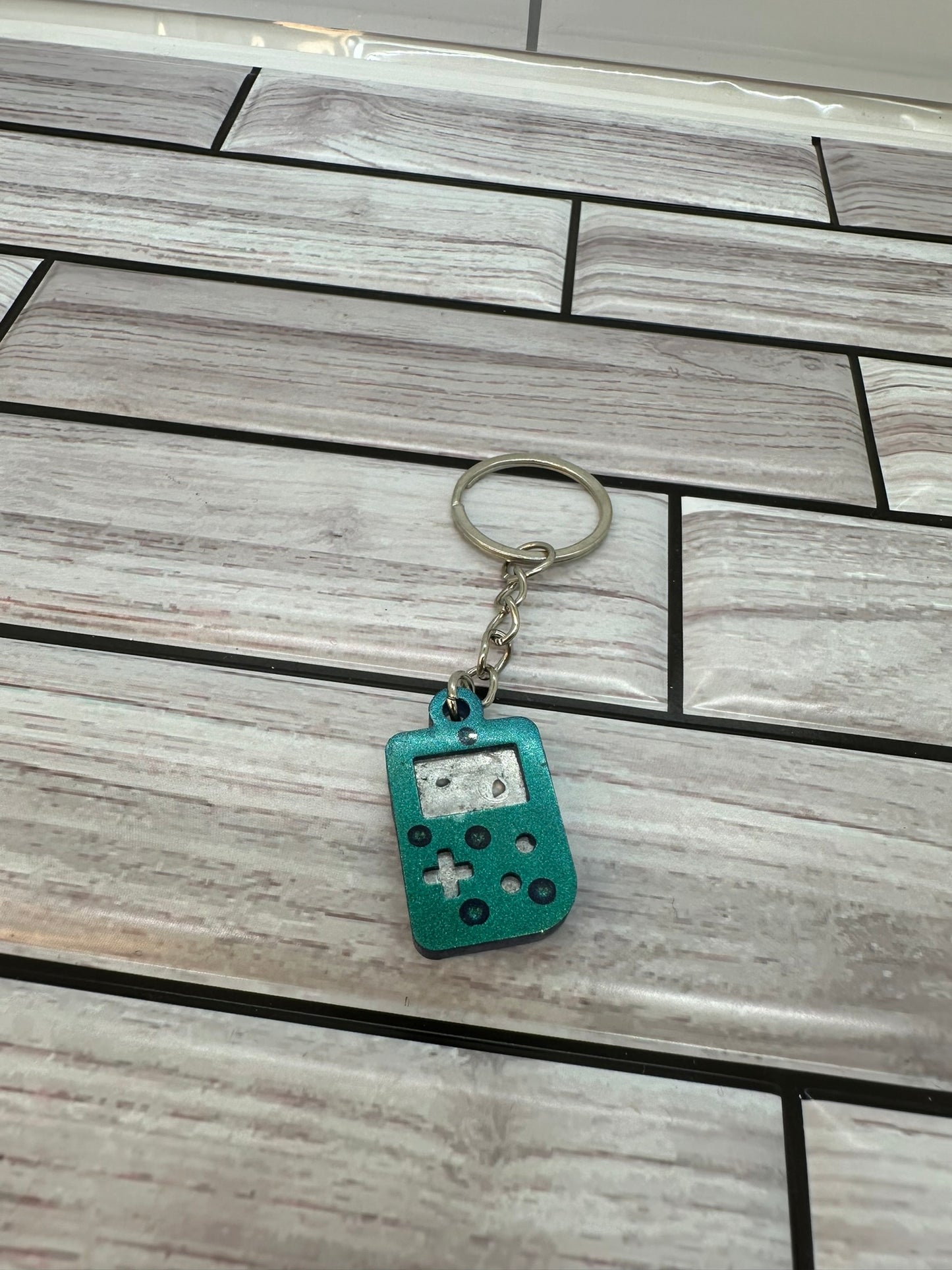 Color Shift Teal Blue Raindrop Game Controller Keychain