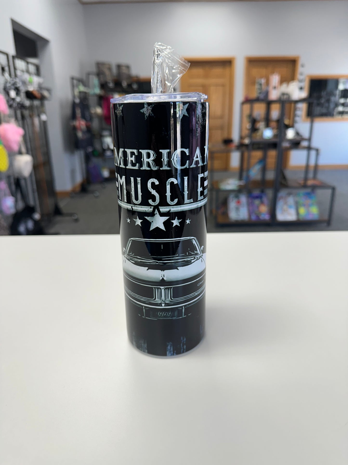 American Muscle Car Sublimation Tumbler  20oz Tumbler with straw and straw brush cleaner