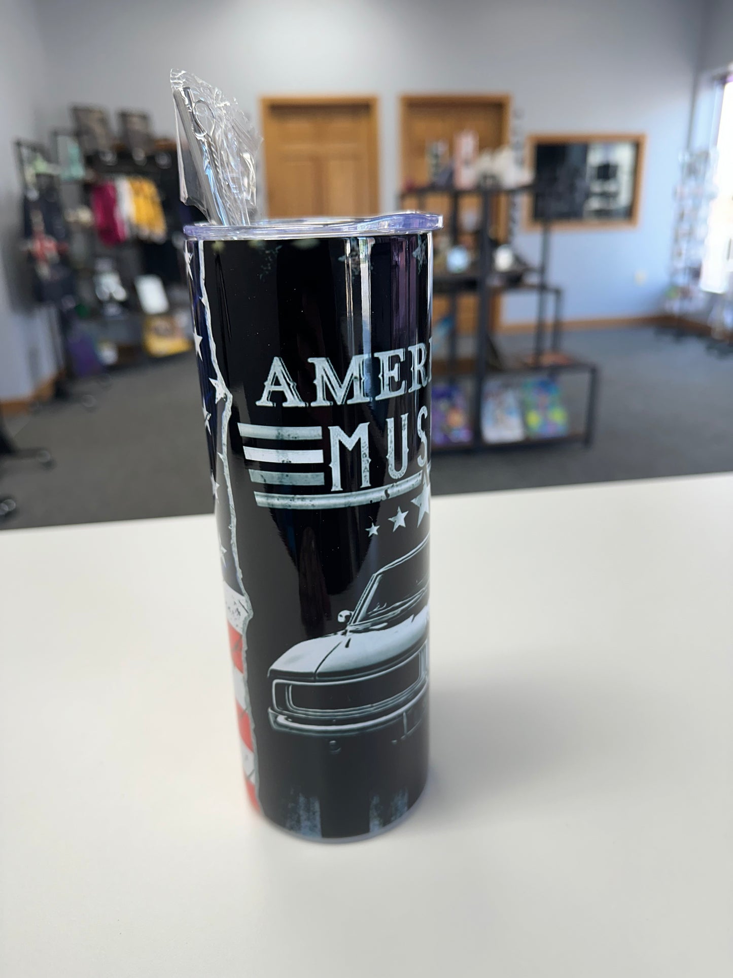 American Muscle Car Sublimation Tumbler  20oz Tumbler with straw and straw brush cleaner