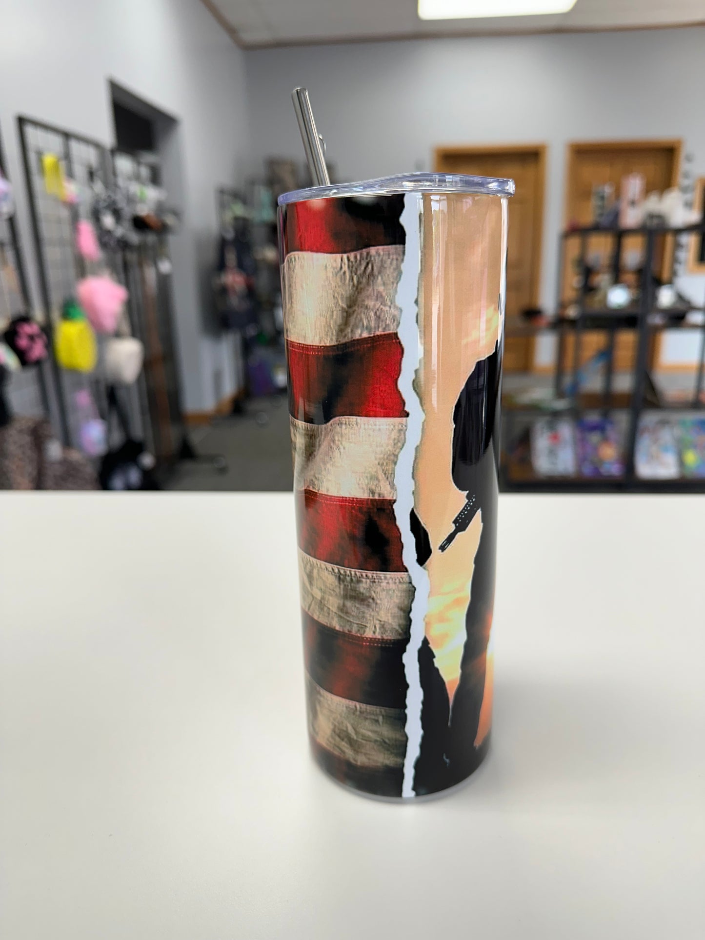 Honor the brave Sublimation Tumbler  20oz Tumbler with straw and straw brush cleaner