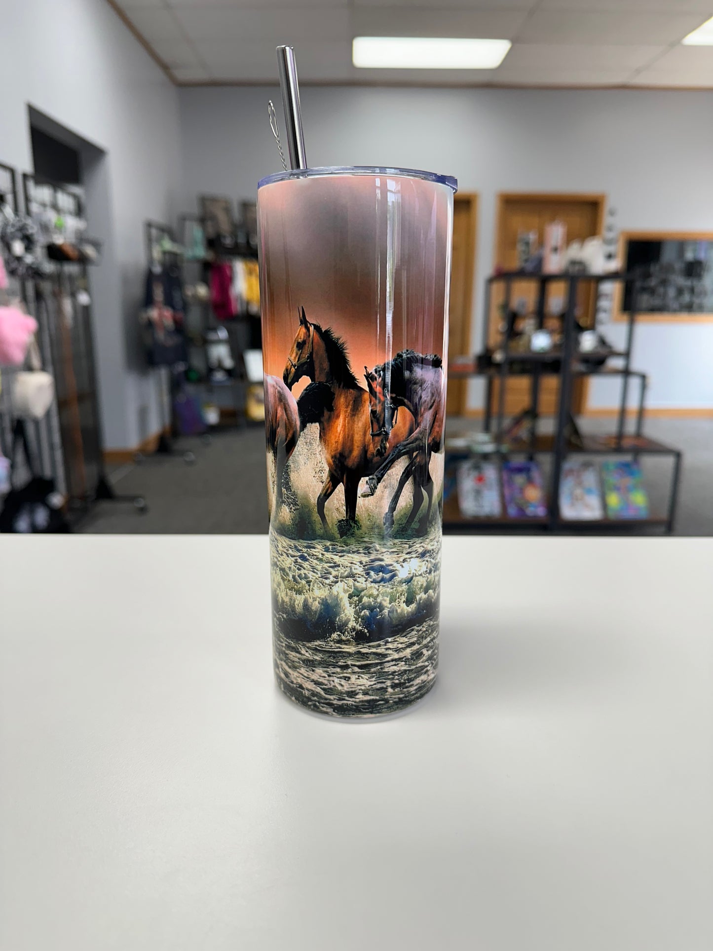 Horse Sublimation Tumbler 20oz Tumbler with straw and straw brush cleaner