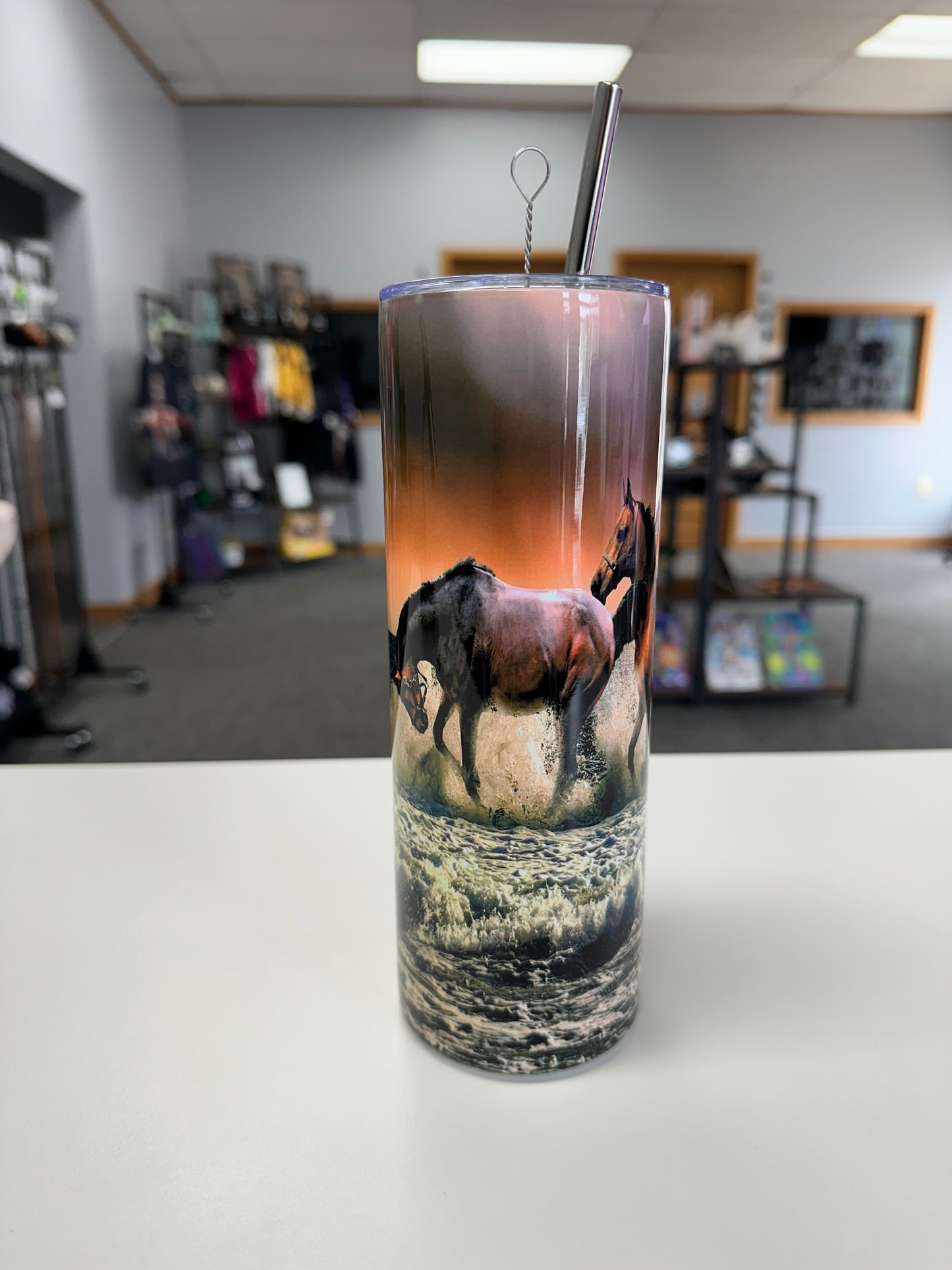 Horse Sublimation Tumbler 20oz Tumbler with straw and straw brush cleaner