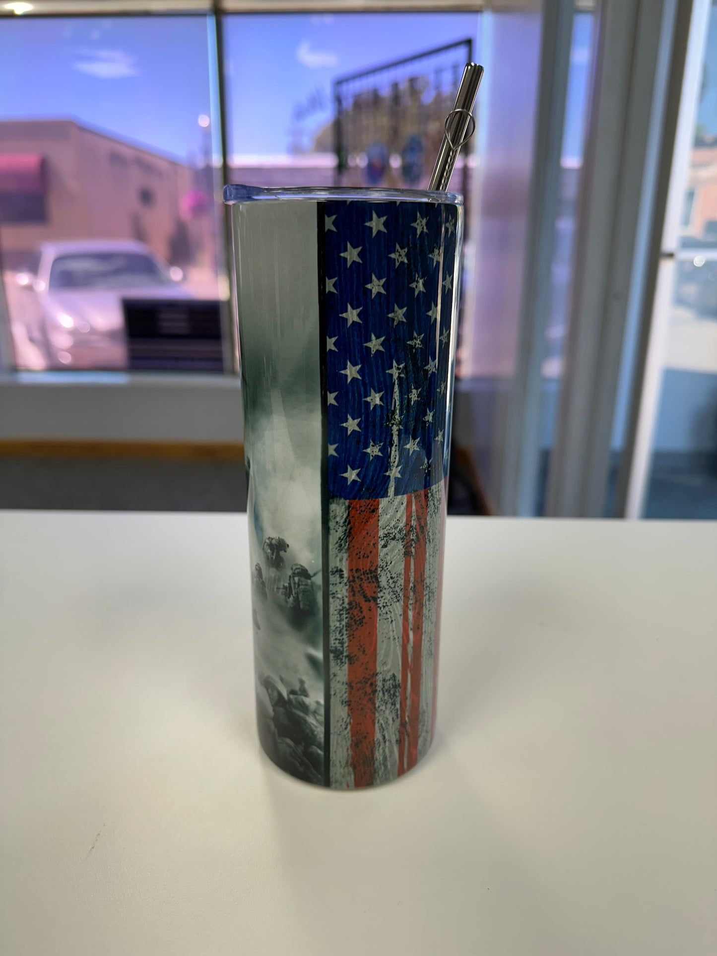 "American Gunman" Tumbler with straw and straw brush cleaner