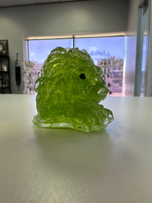 Majestic Green Resin Lion Head Sculpture