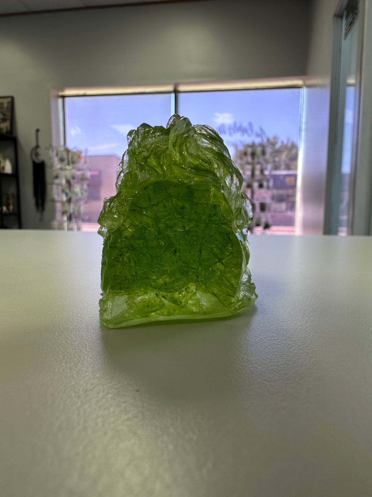 Majestic Green Resin Lion Head Sculpture