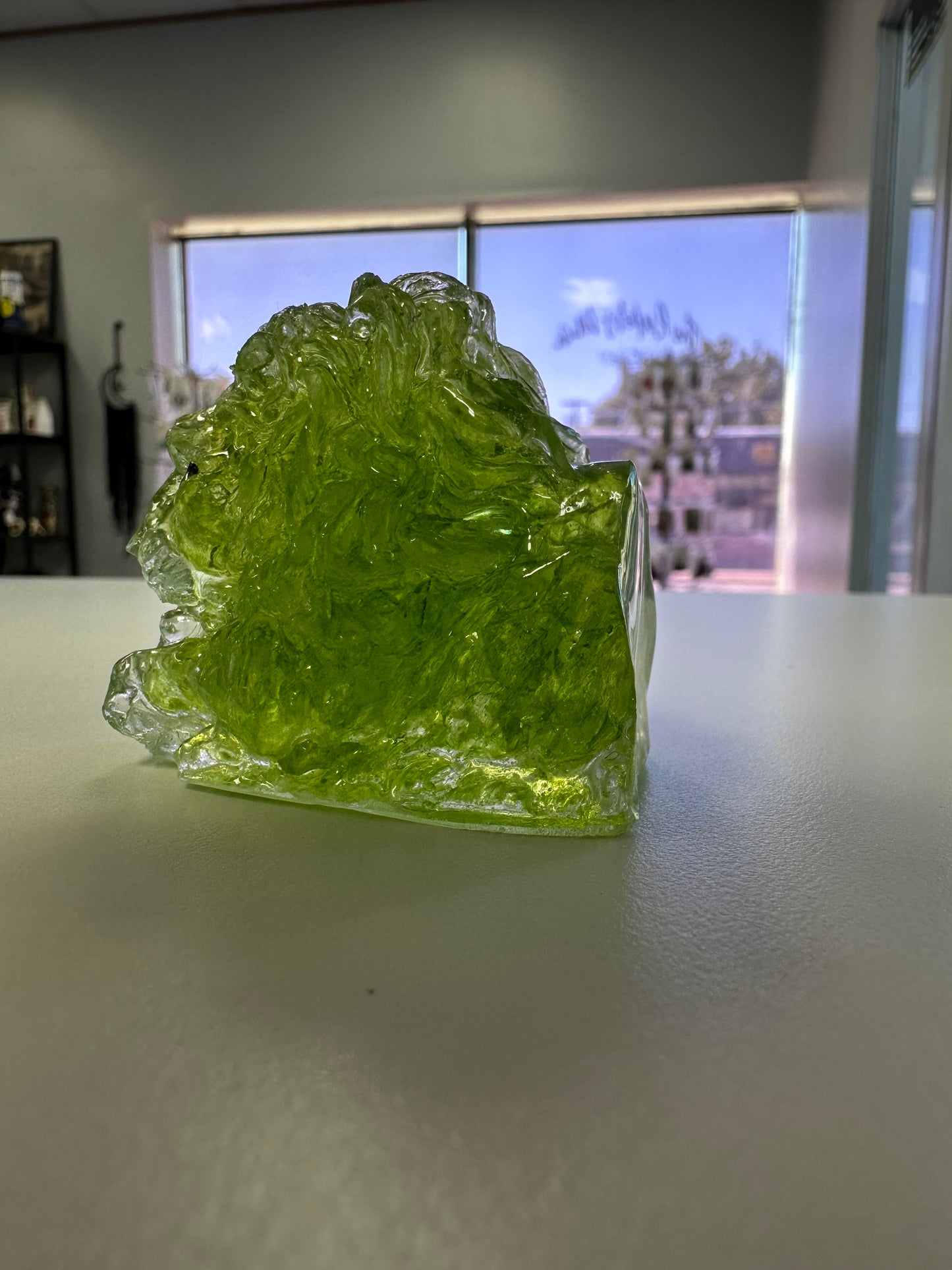 Majestic Green Resin Lion Head Sculpture