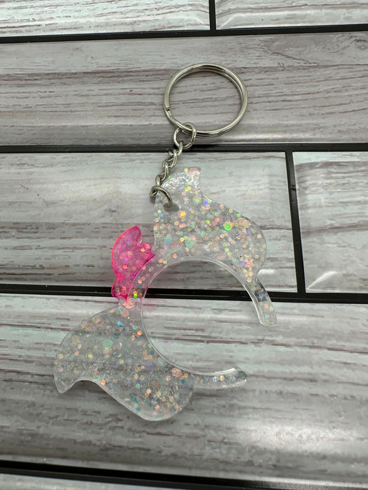 Glitter and Pink Ear Keychain