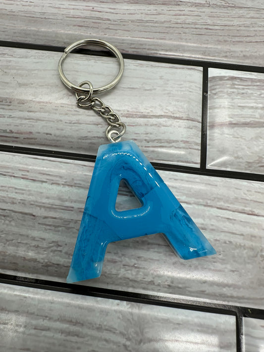 Letter A Blue Swirl Keychain