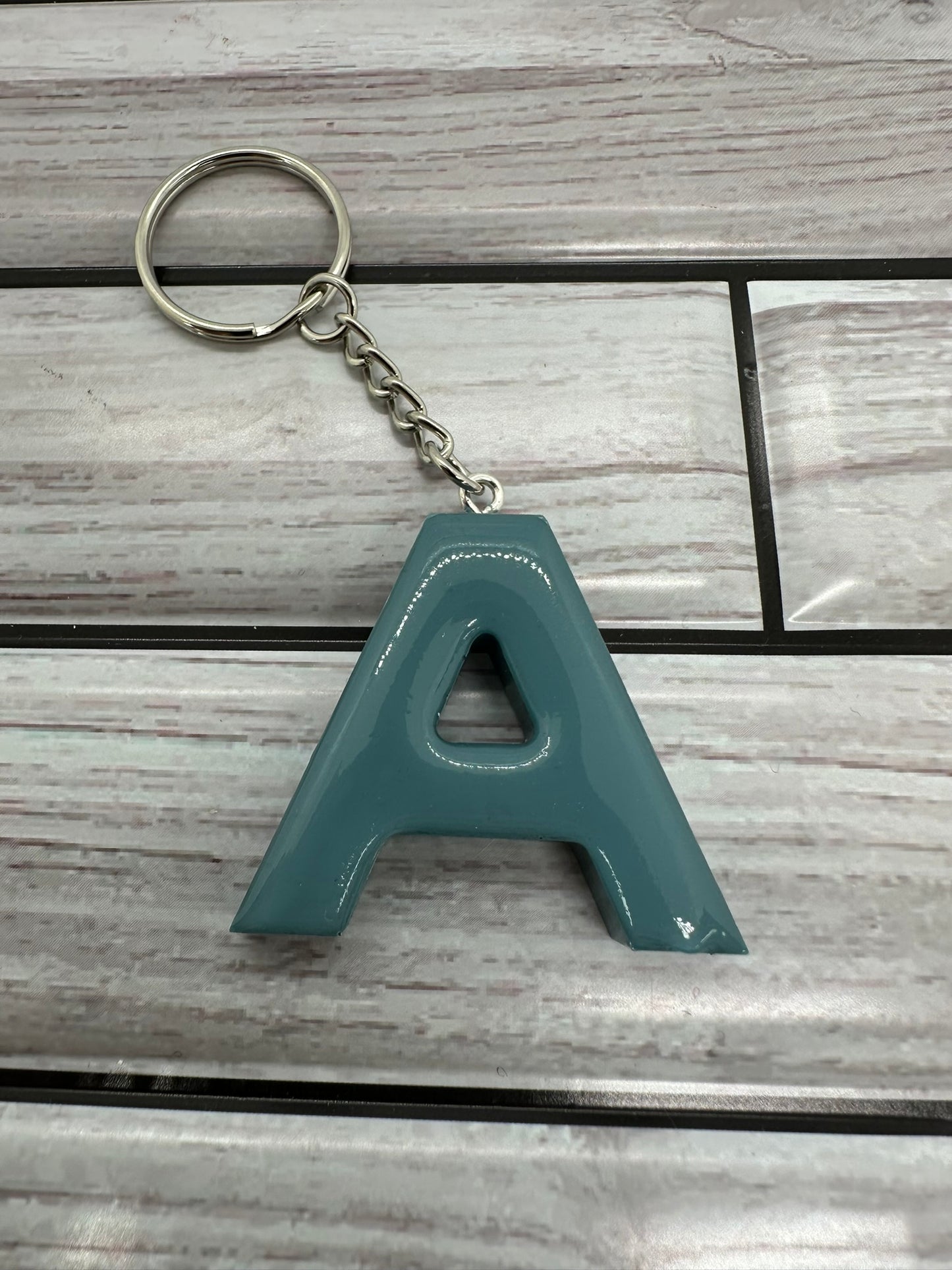 Resin Letter A Grey Keychain