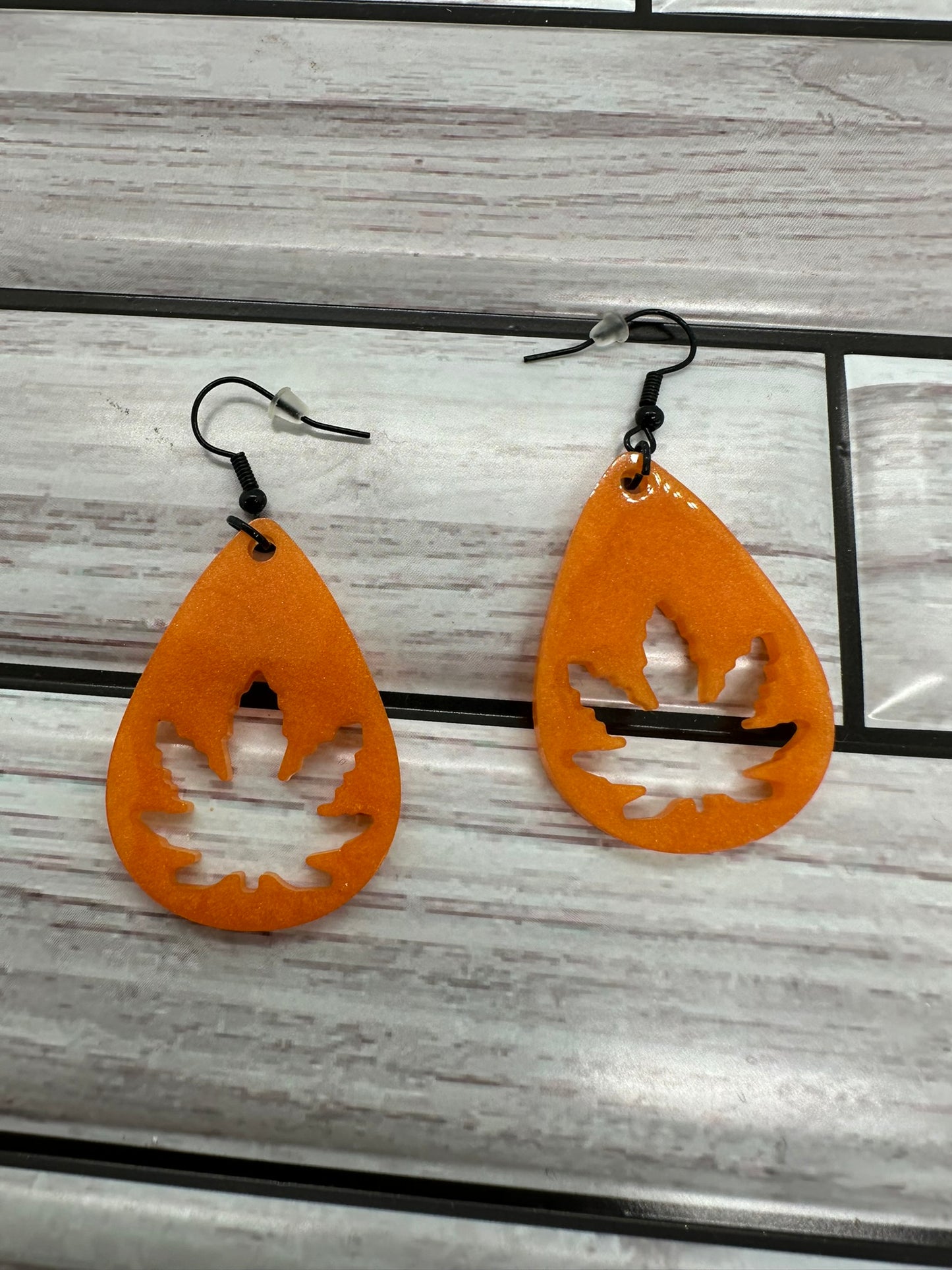 Orange Leaf Resin Earrings