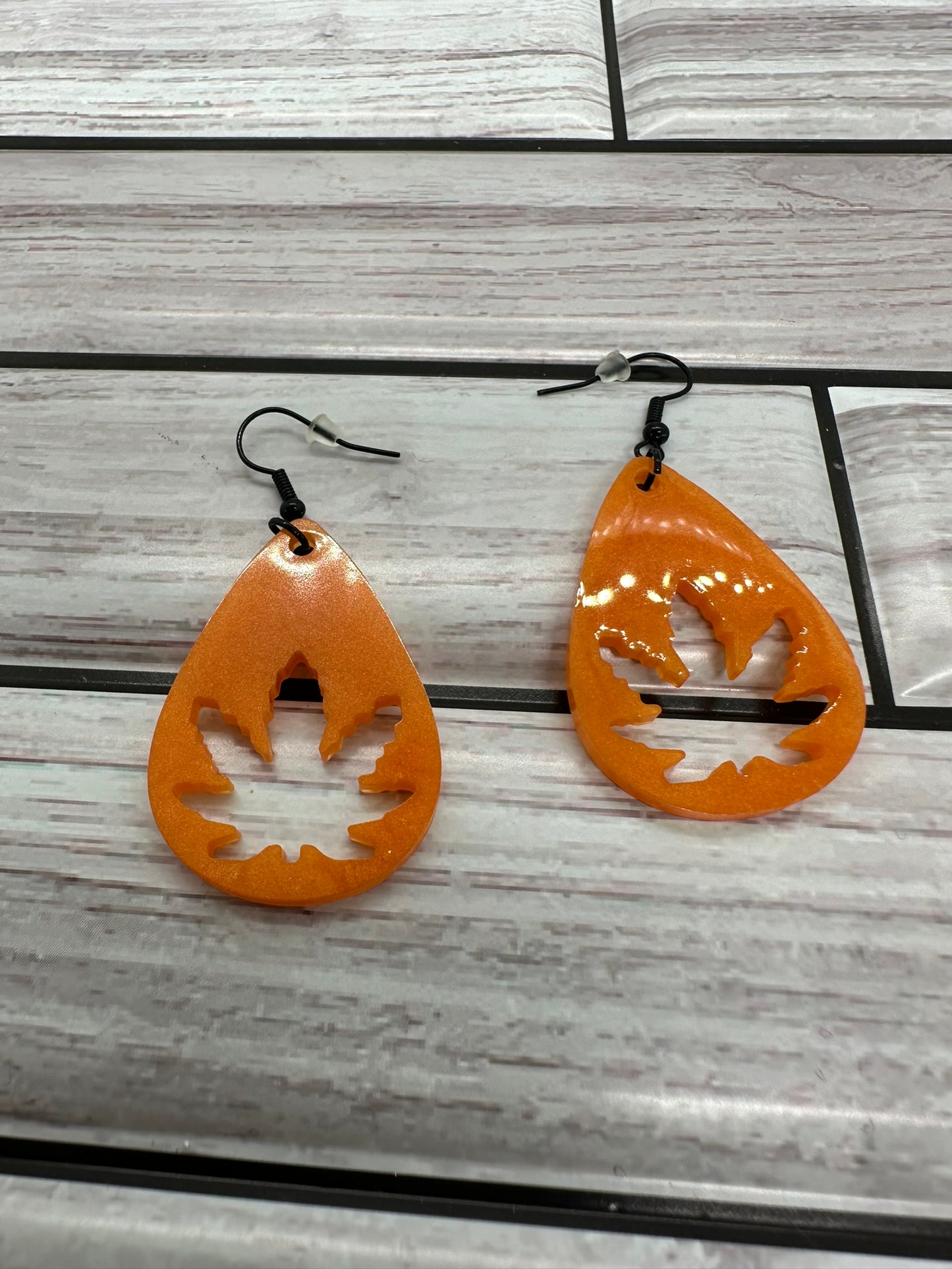 Orange Leaf Resin Earrings