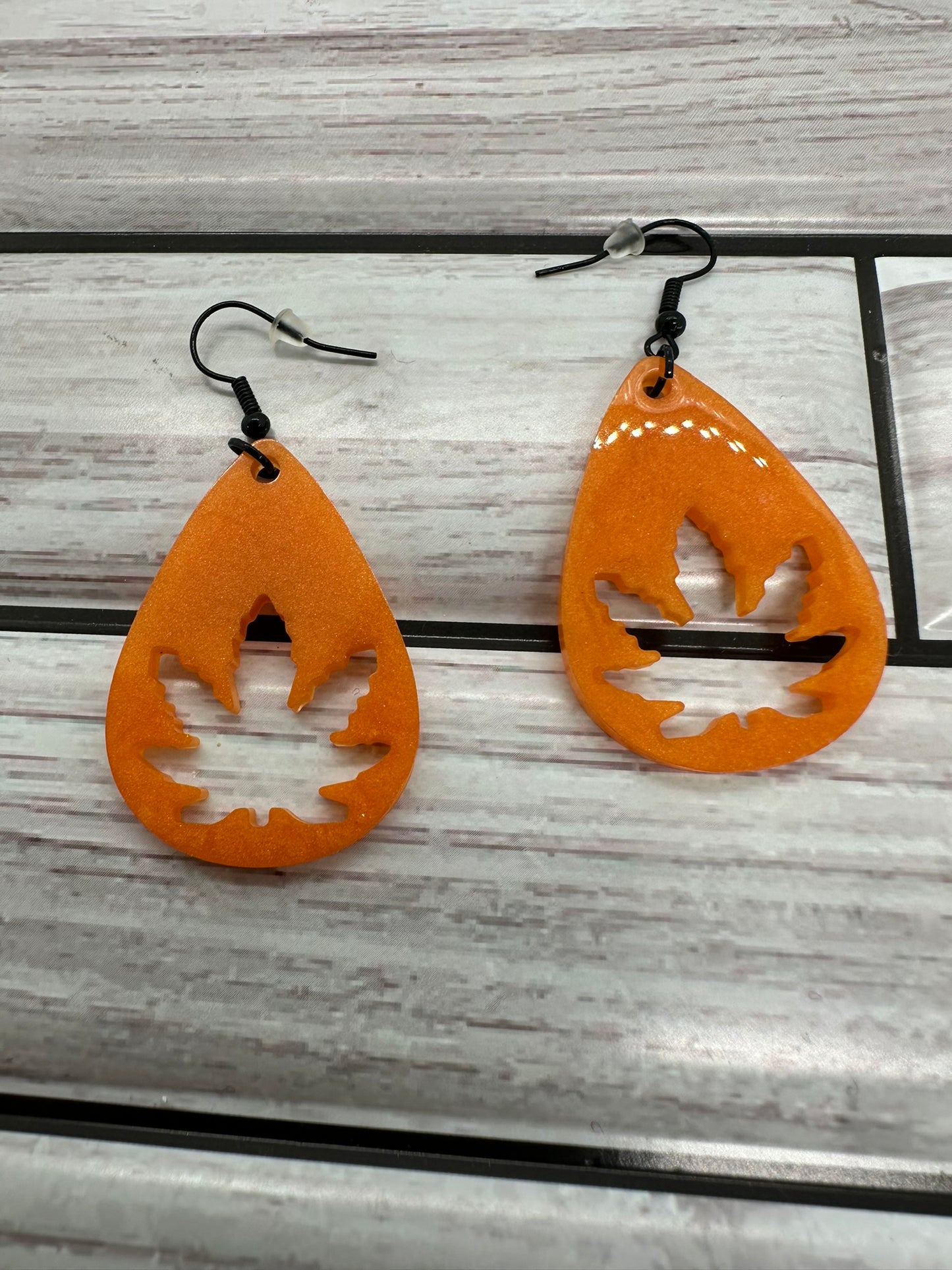 Orange Leaf Resin Earrings