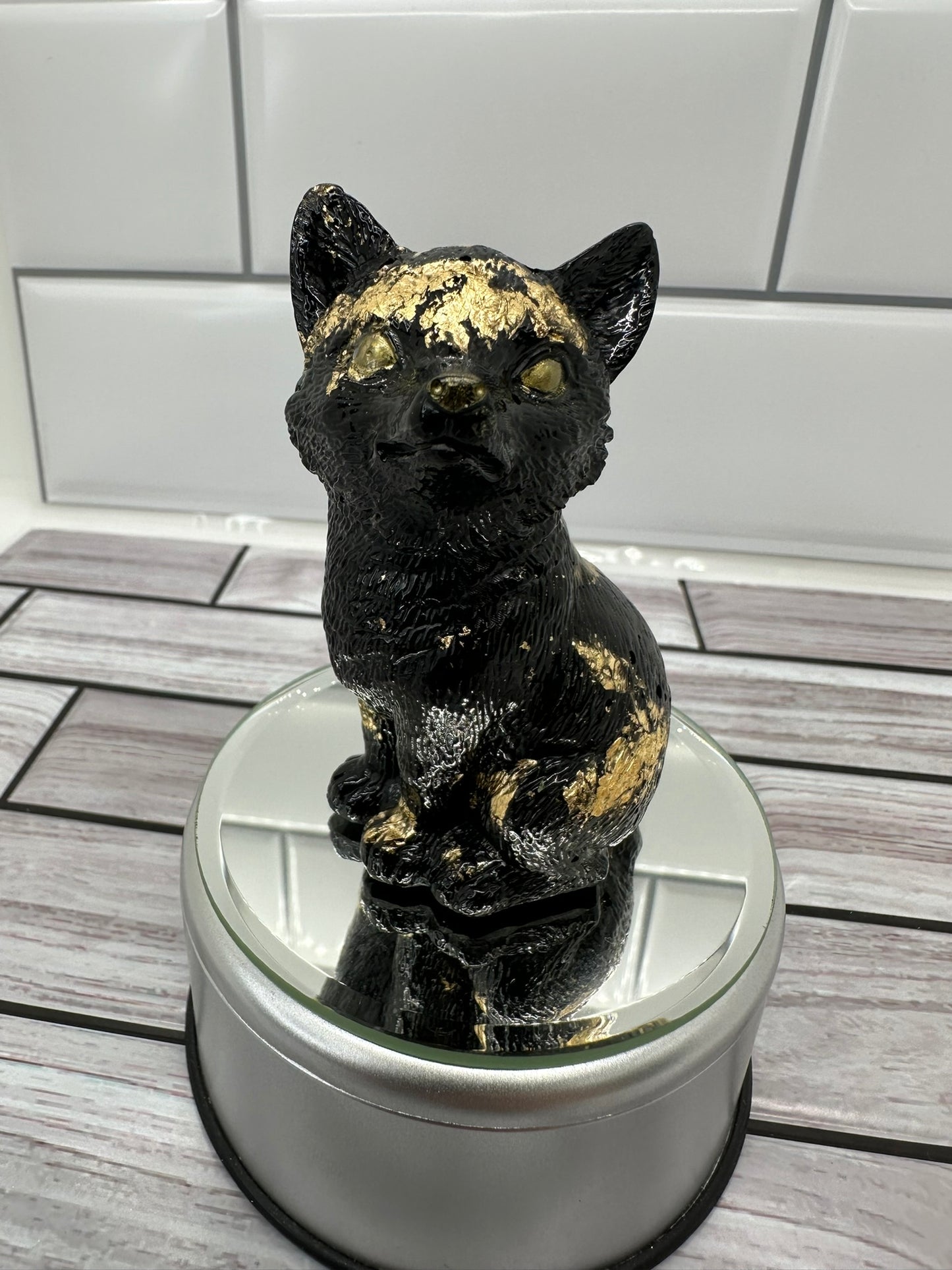 A Touch of Wild Black and Gold Fox Resin Figurine