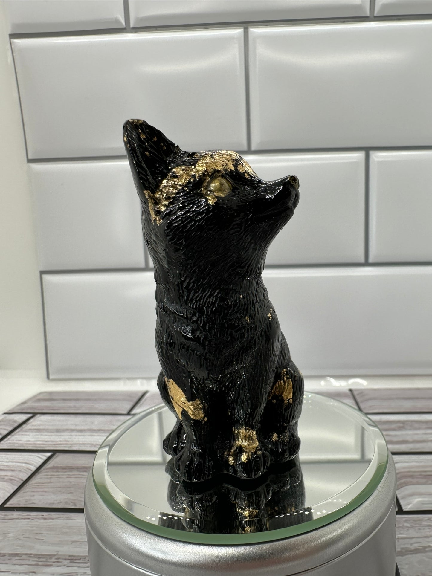 A Touch of Wild Black and Gold Fox Resin Figurine