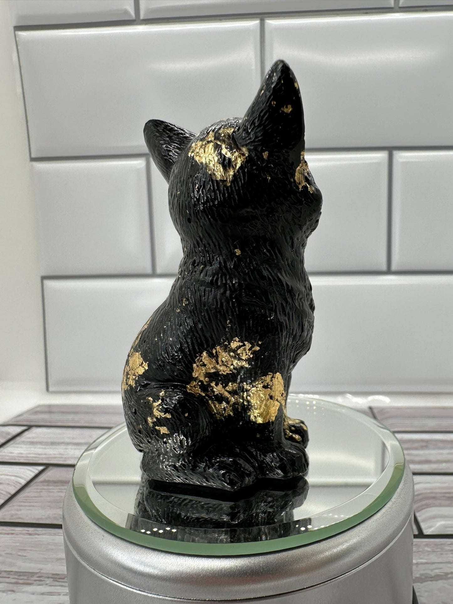 A Touch of Wild Black and Gold Fox Resin Figurine