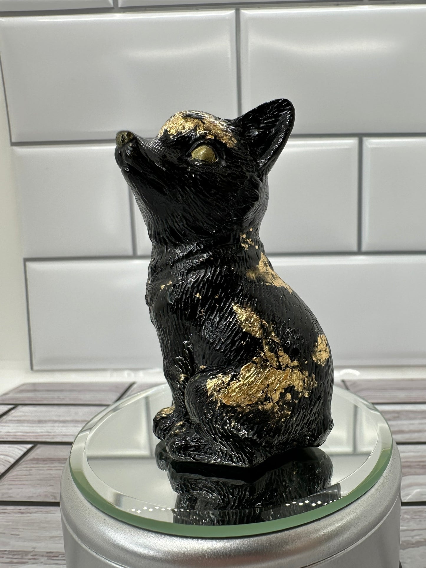 A Touch of Wild Black and Gold Fox Resin Figurine