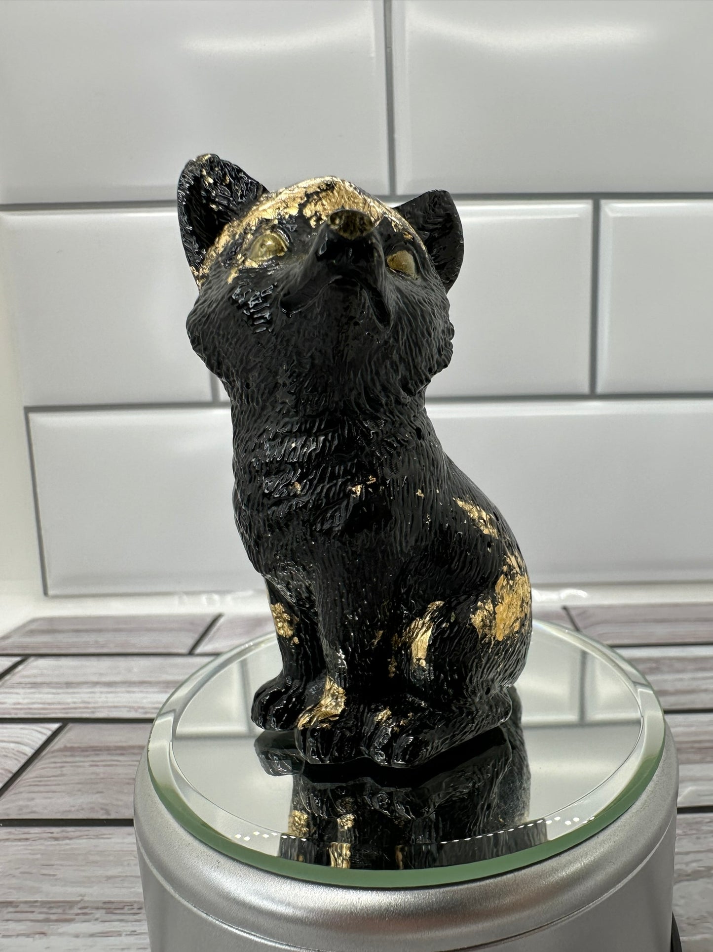 A Touch of Wild Black and Gold Fox Resin Figurine