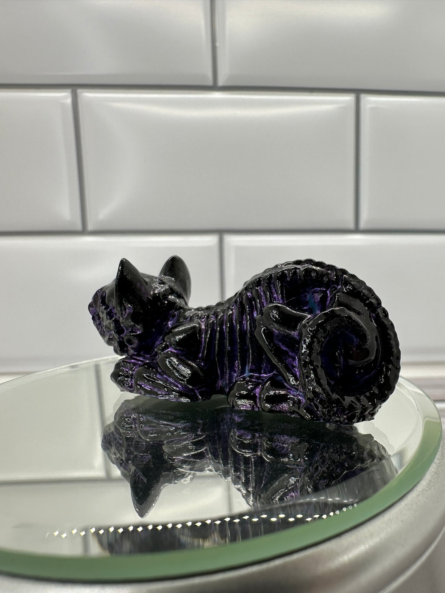 Mystical Black Skeleton Cat Resin Figurine