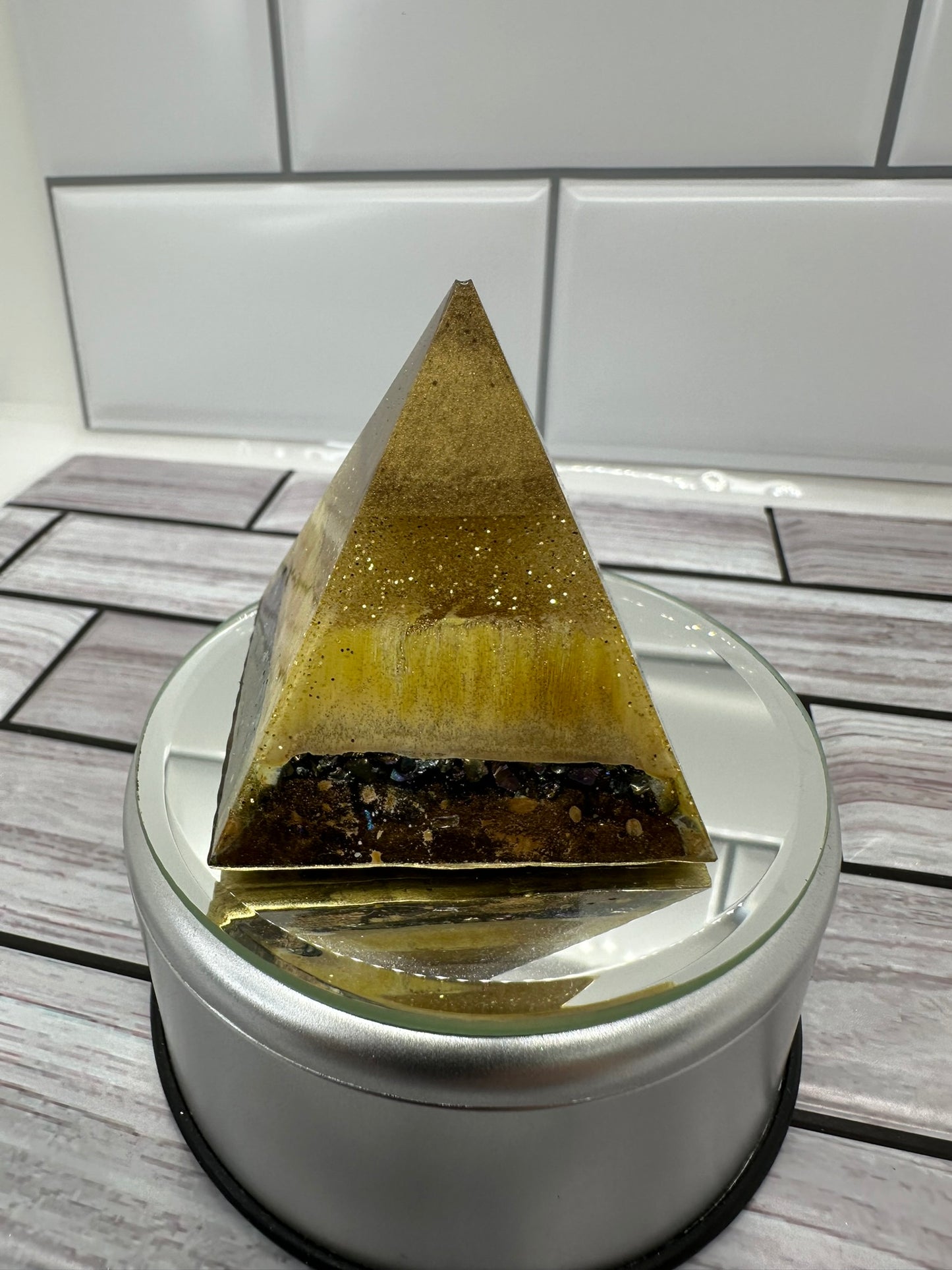 Abstract Art Pyramid: A Unique Resin Creation