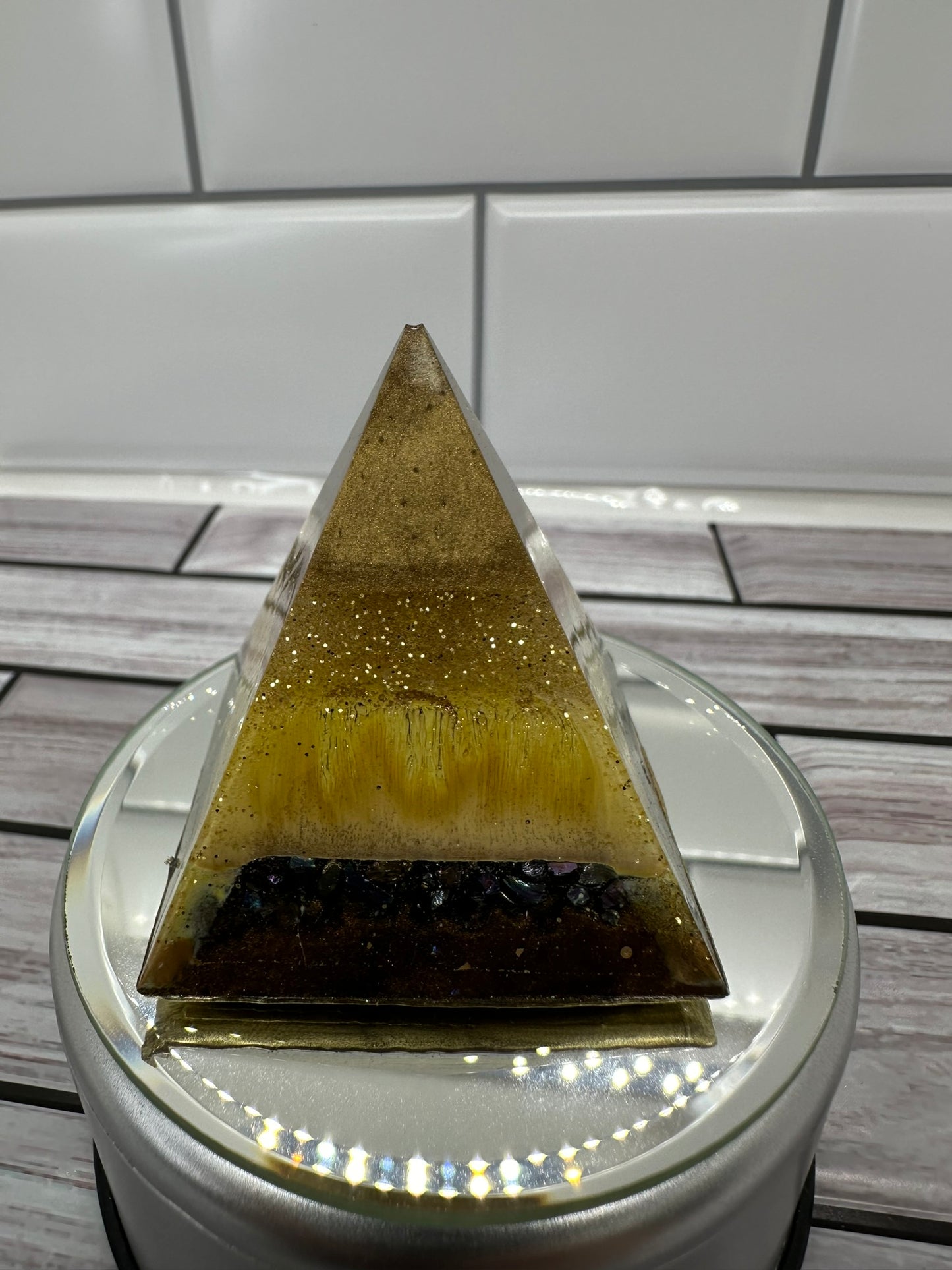 Abstract Art Pyramid: A Unique Resin Creation