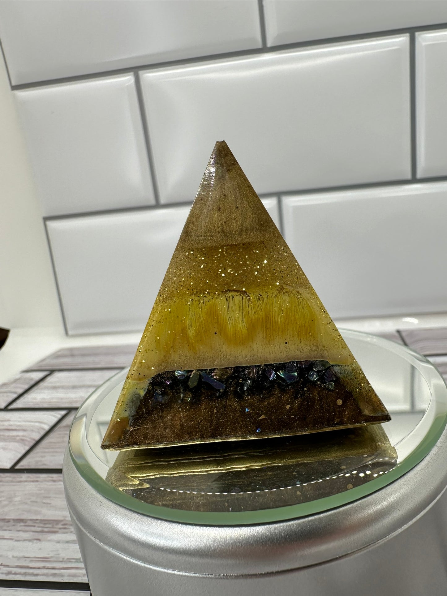 Abstract Art Pyramid: A Unique Resin Creation