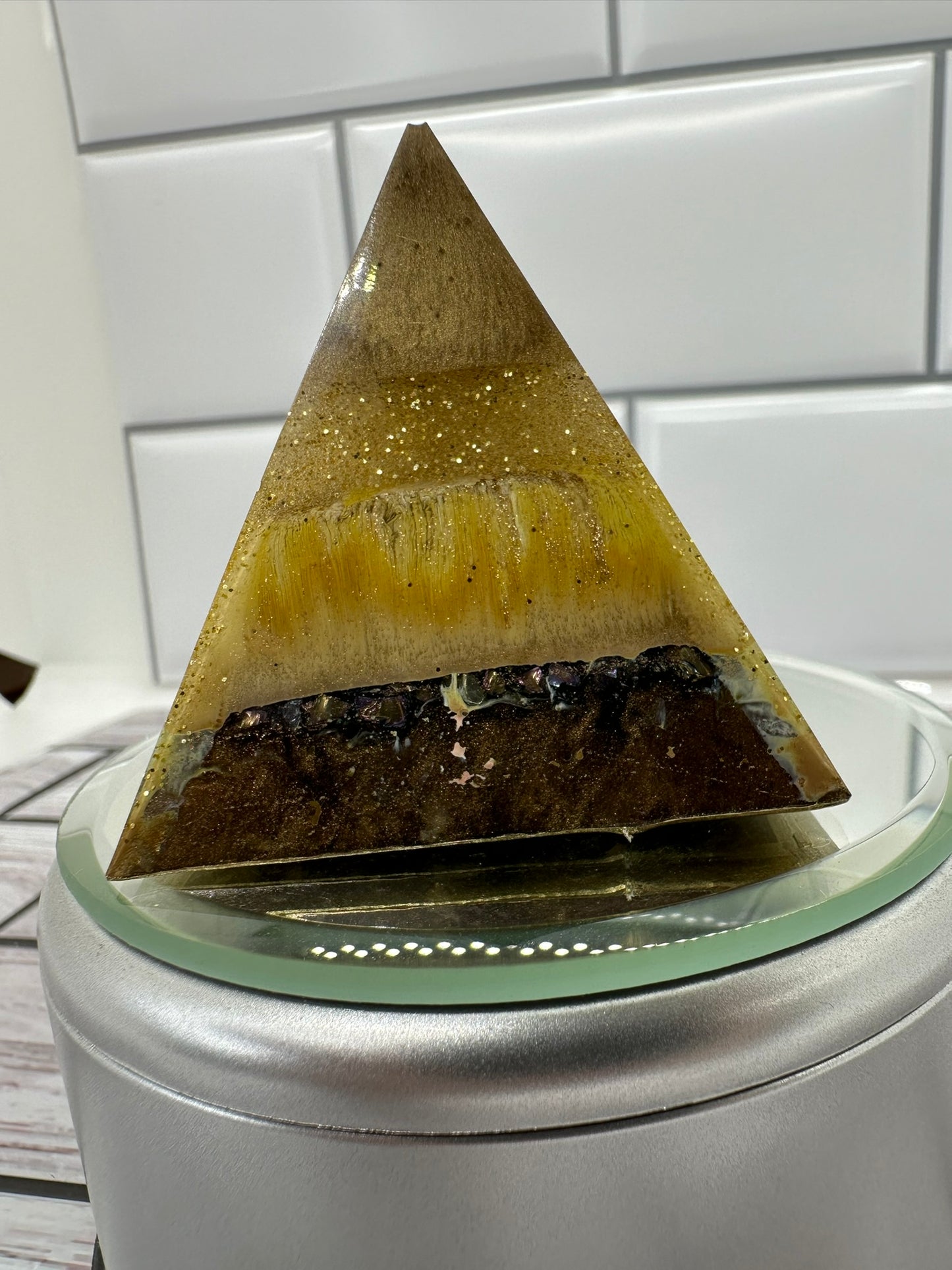 Abstract Art Pyramid: A Unique Resin Creation