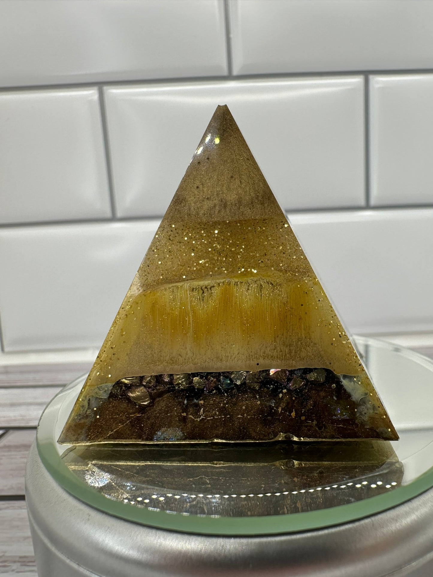 Abstract Art Pyramid: A Unique Resin Creation