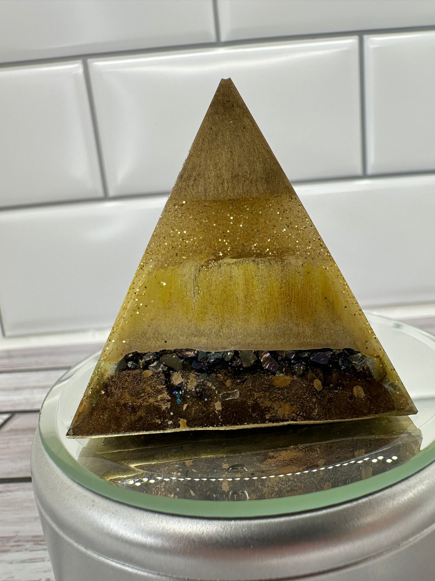 Abstract Art Pyramid: A Unique Resin Creation