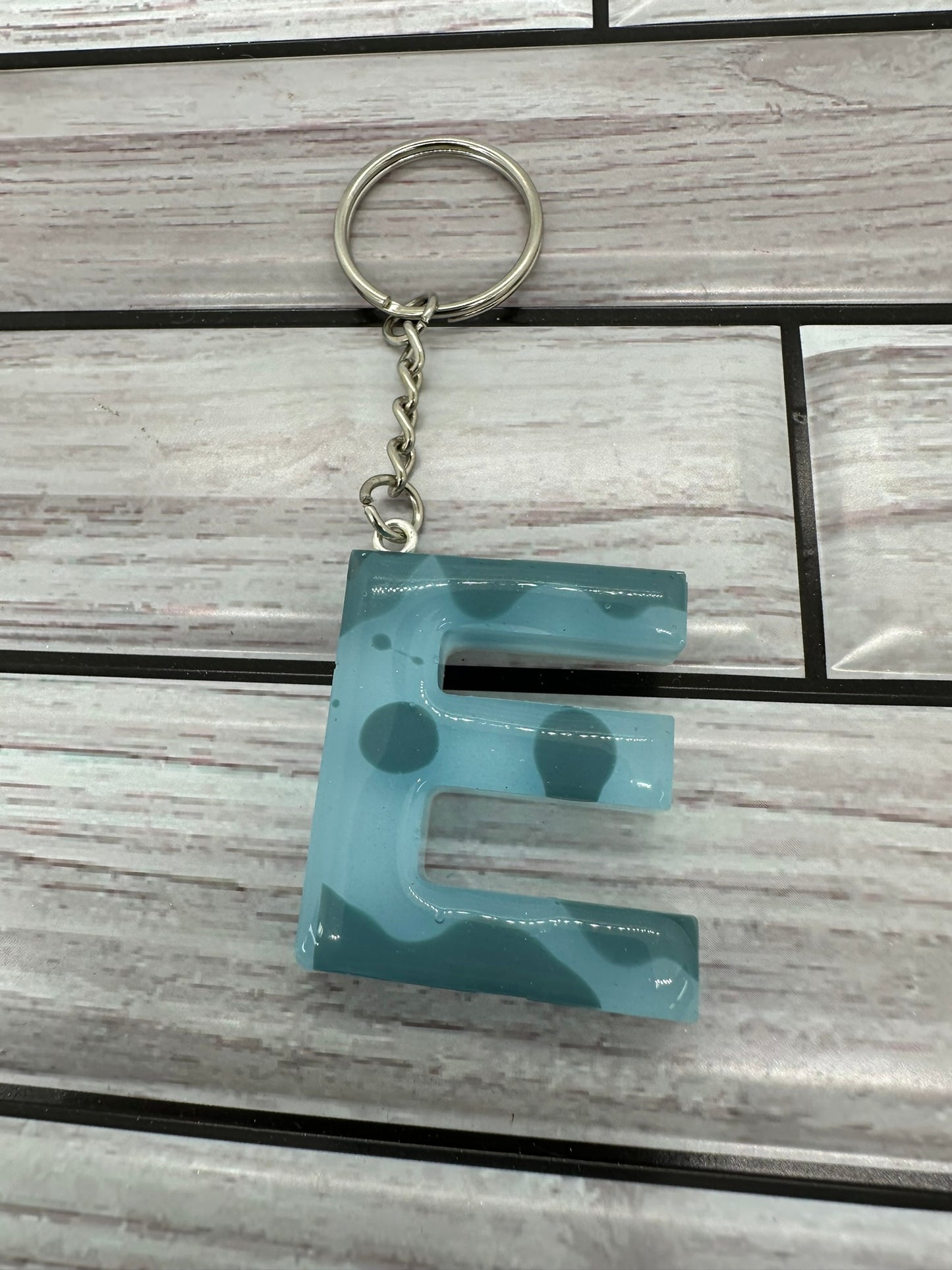 Aqua Abstract E Keychain