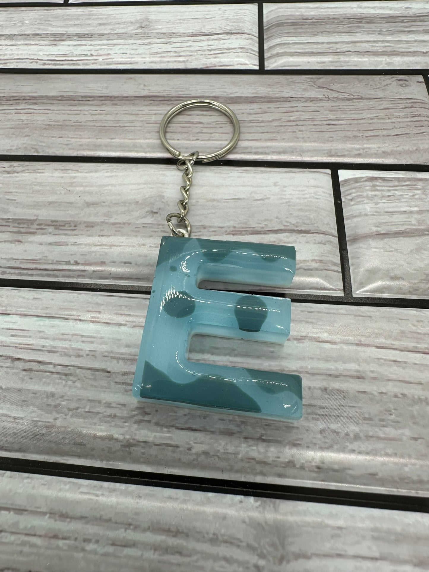 Aqua Abstract E Keychain