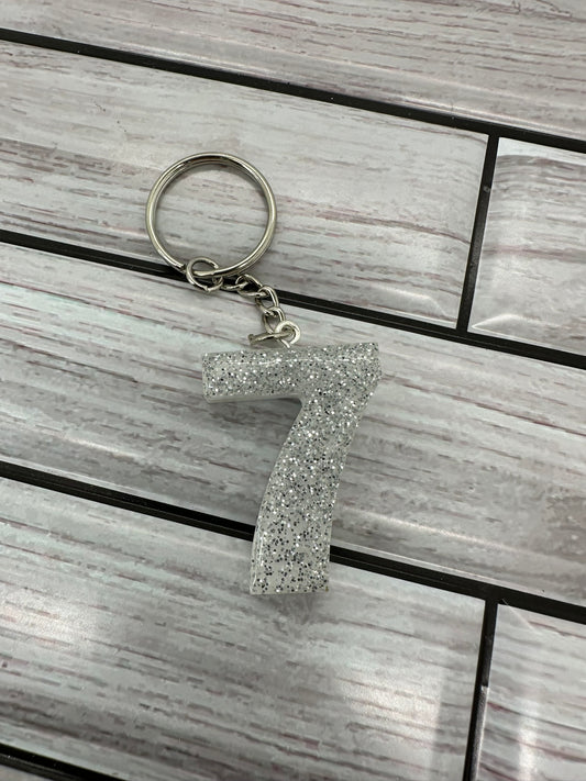 Sparkling Silver 7 Keychain