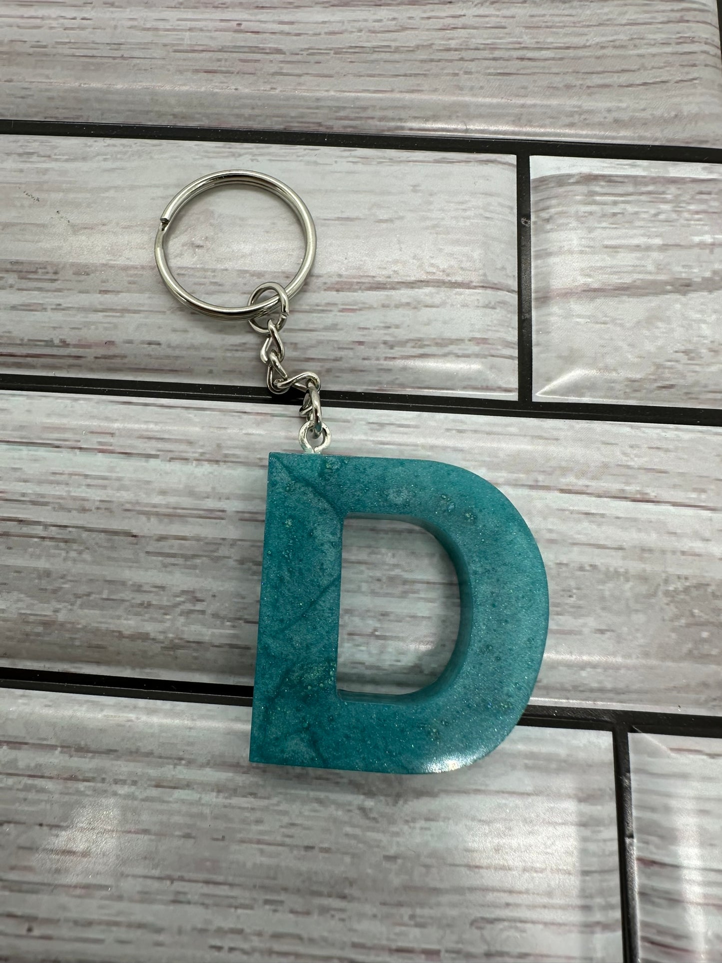 Ocean Breeze Letter D Resin Keychain