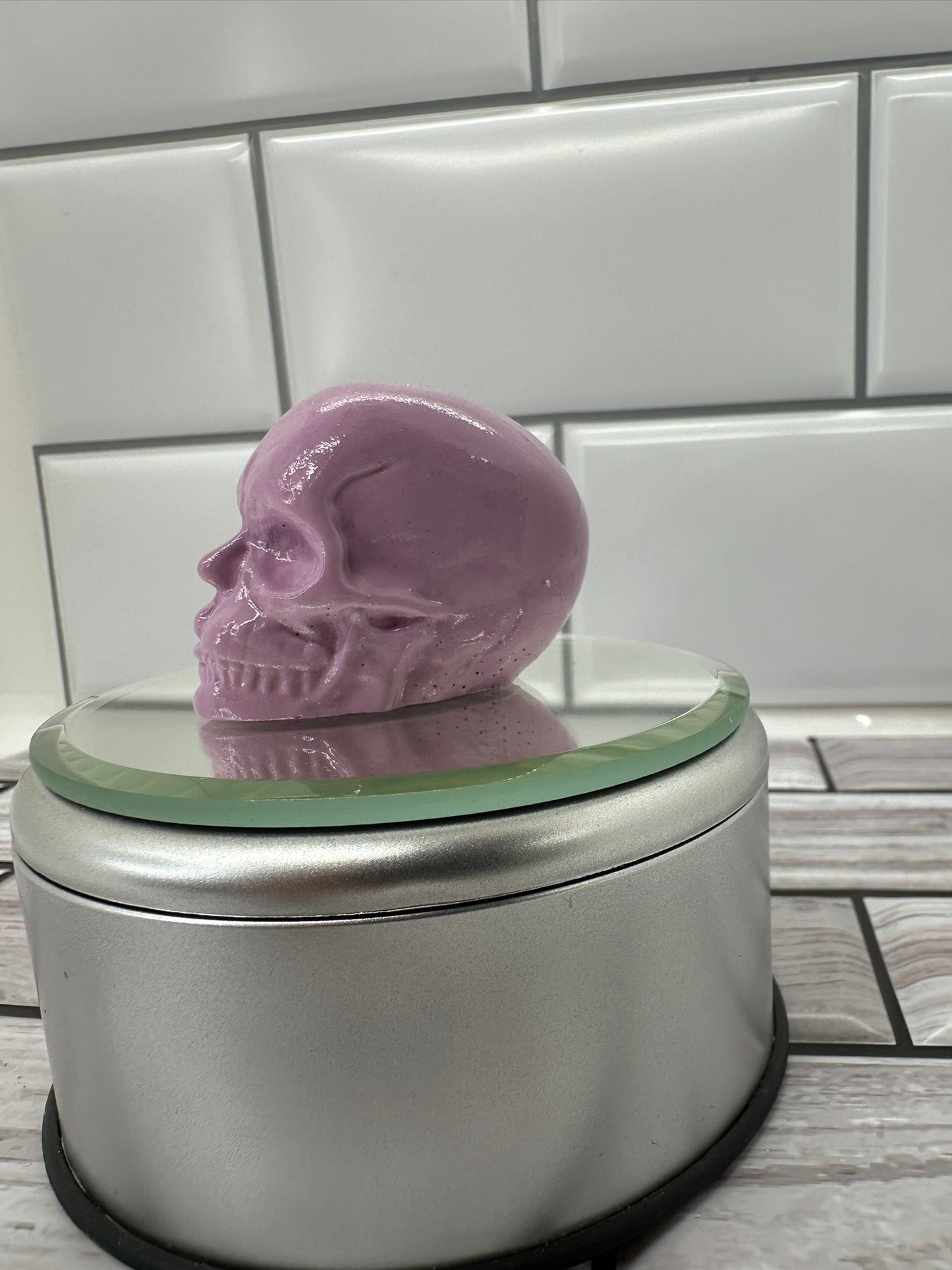 Purple Skull Head Statue