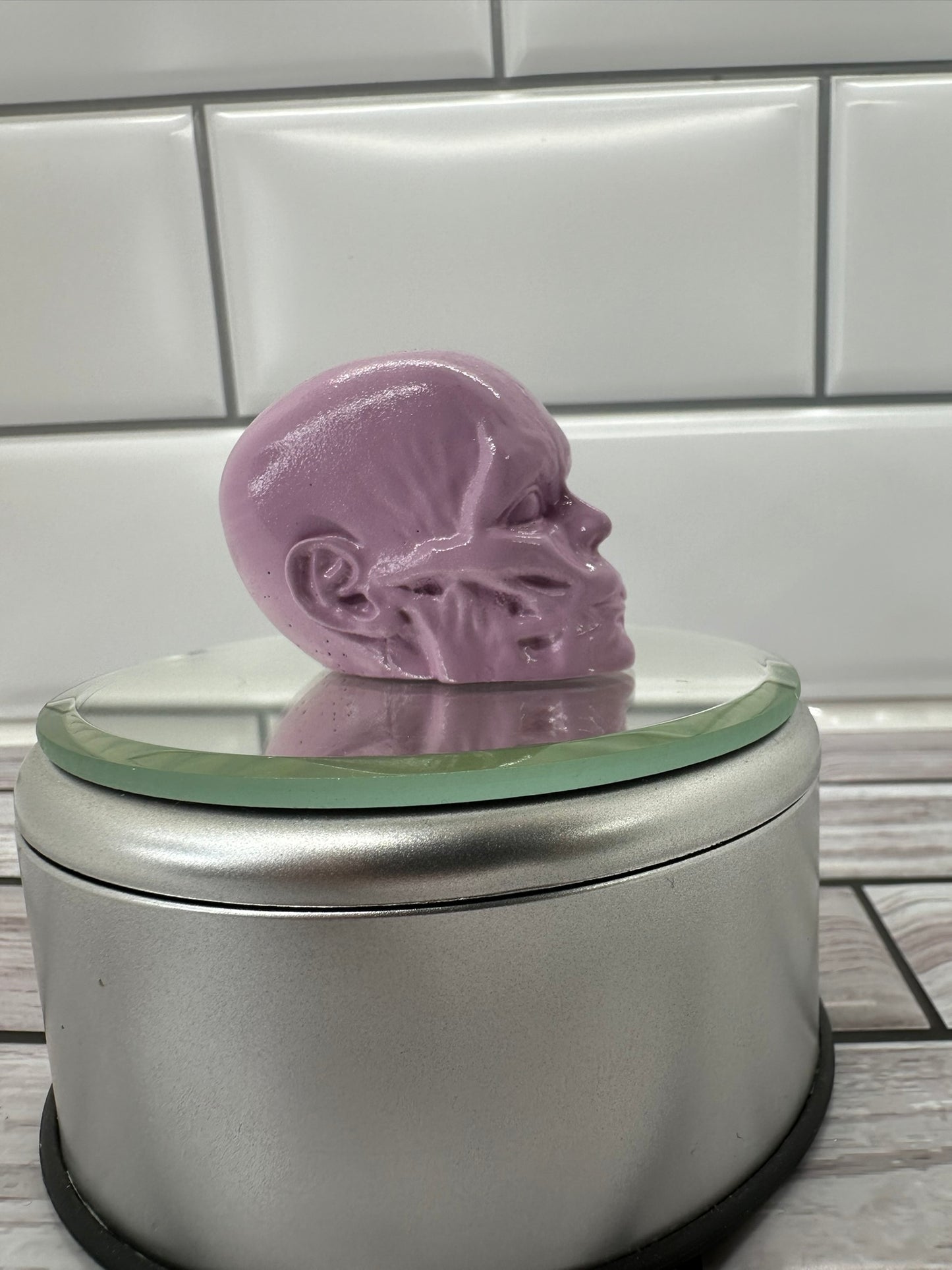 Purple Skull Head Statue