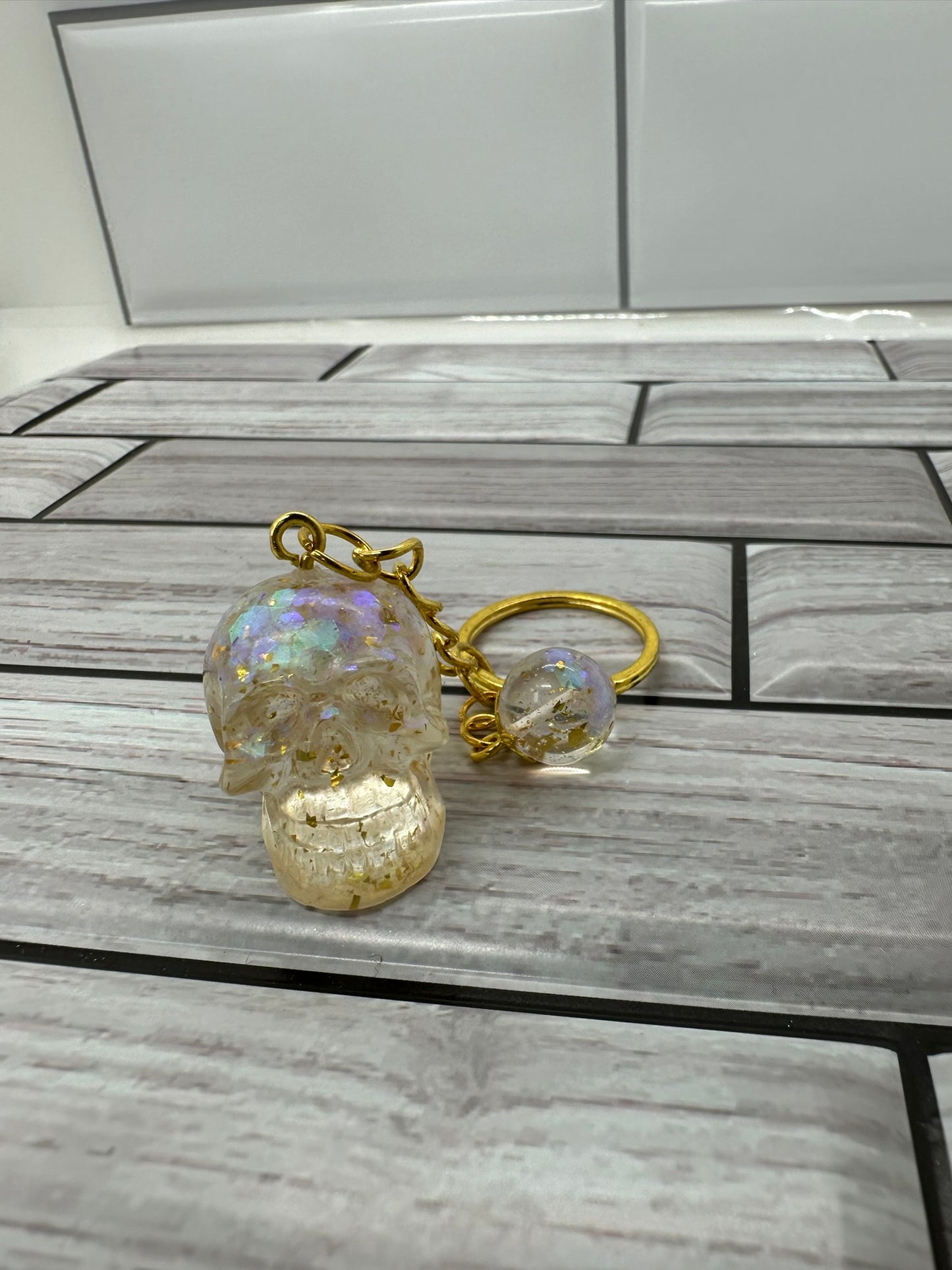 Shimmering Skull Keychain