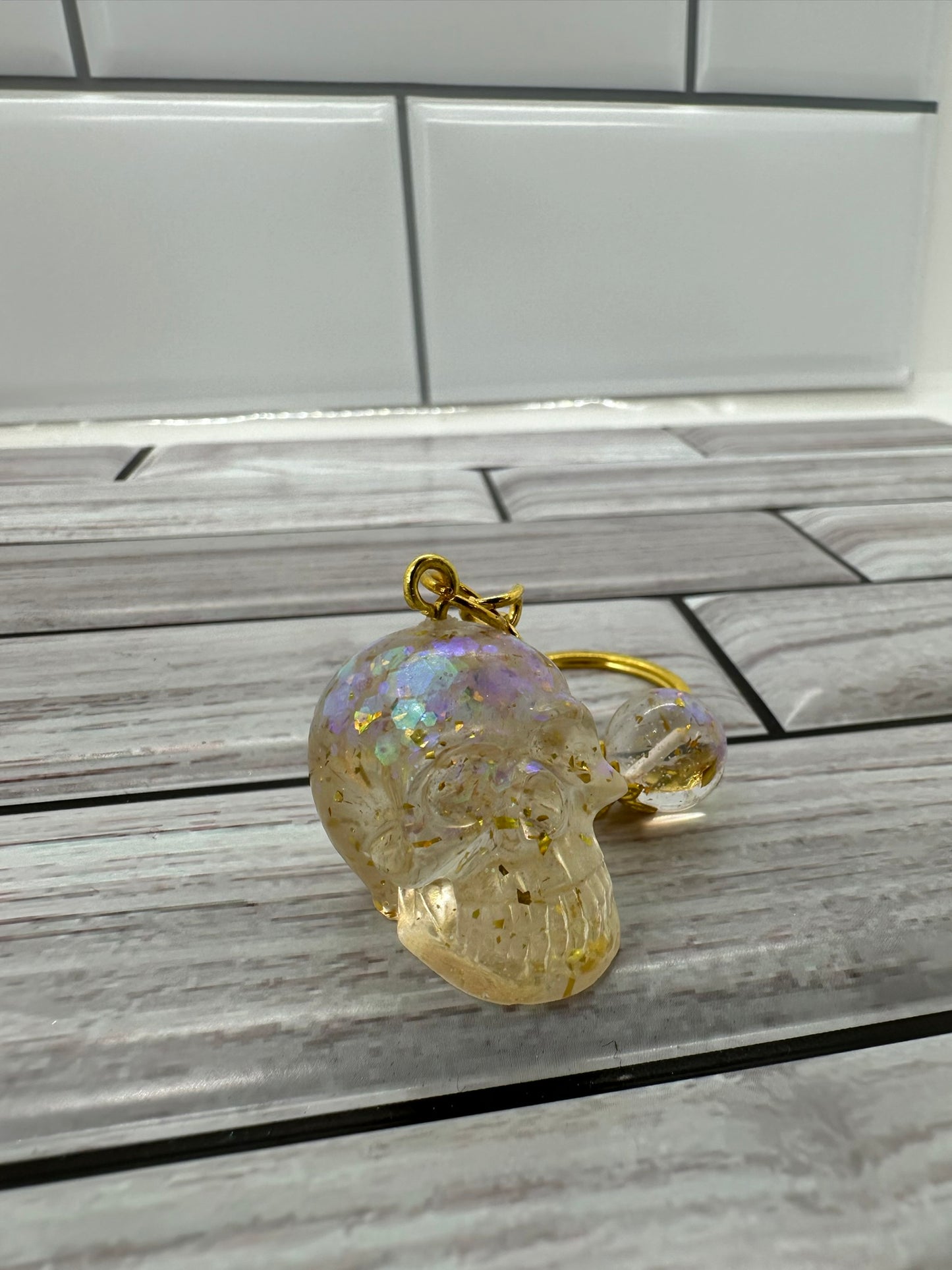 Shimmering Skull Keychain