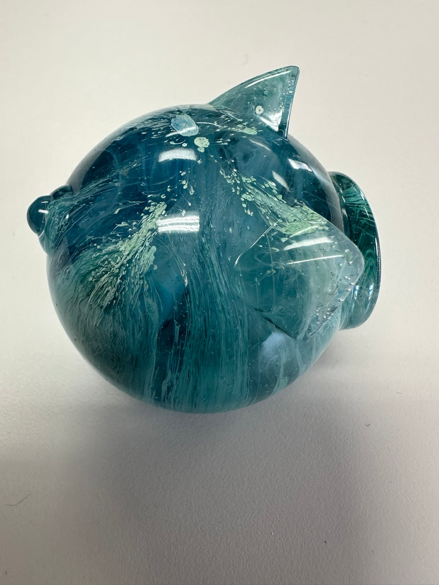 Teal Resin Pig Figurine