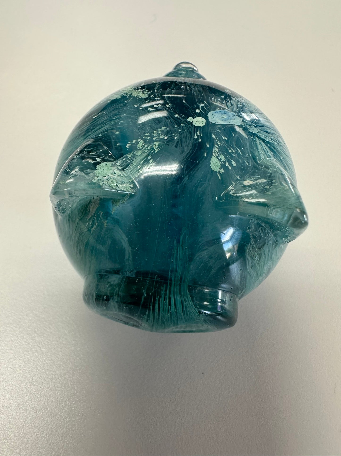 Teal Resin Pig Figurine