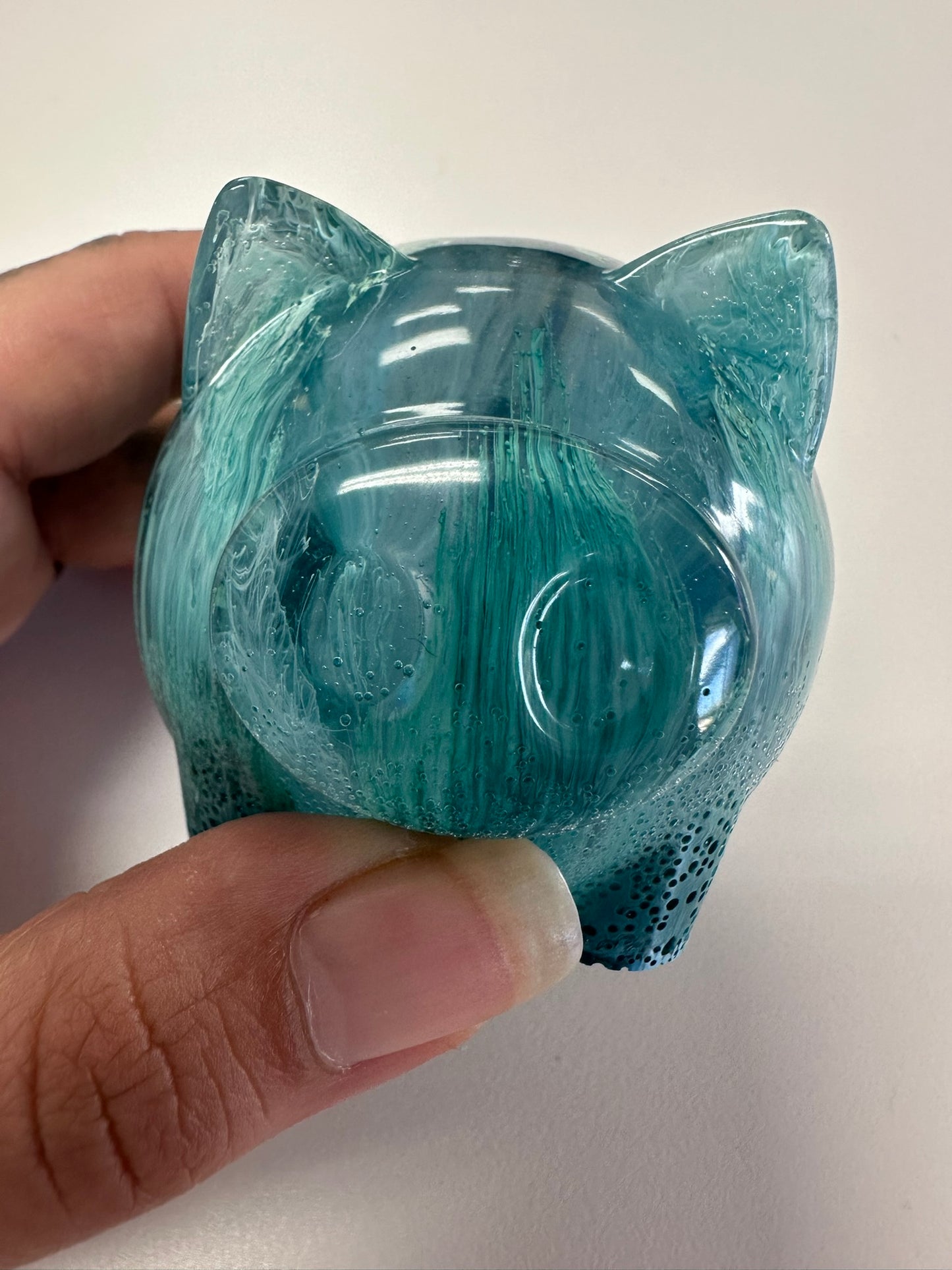 Teal Resin Pig Figurine