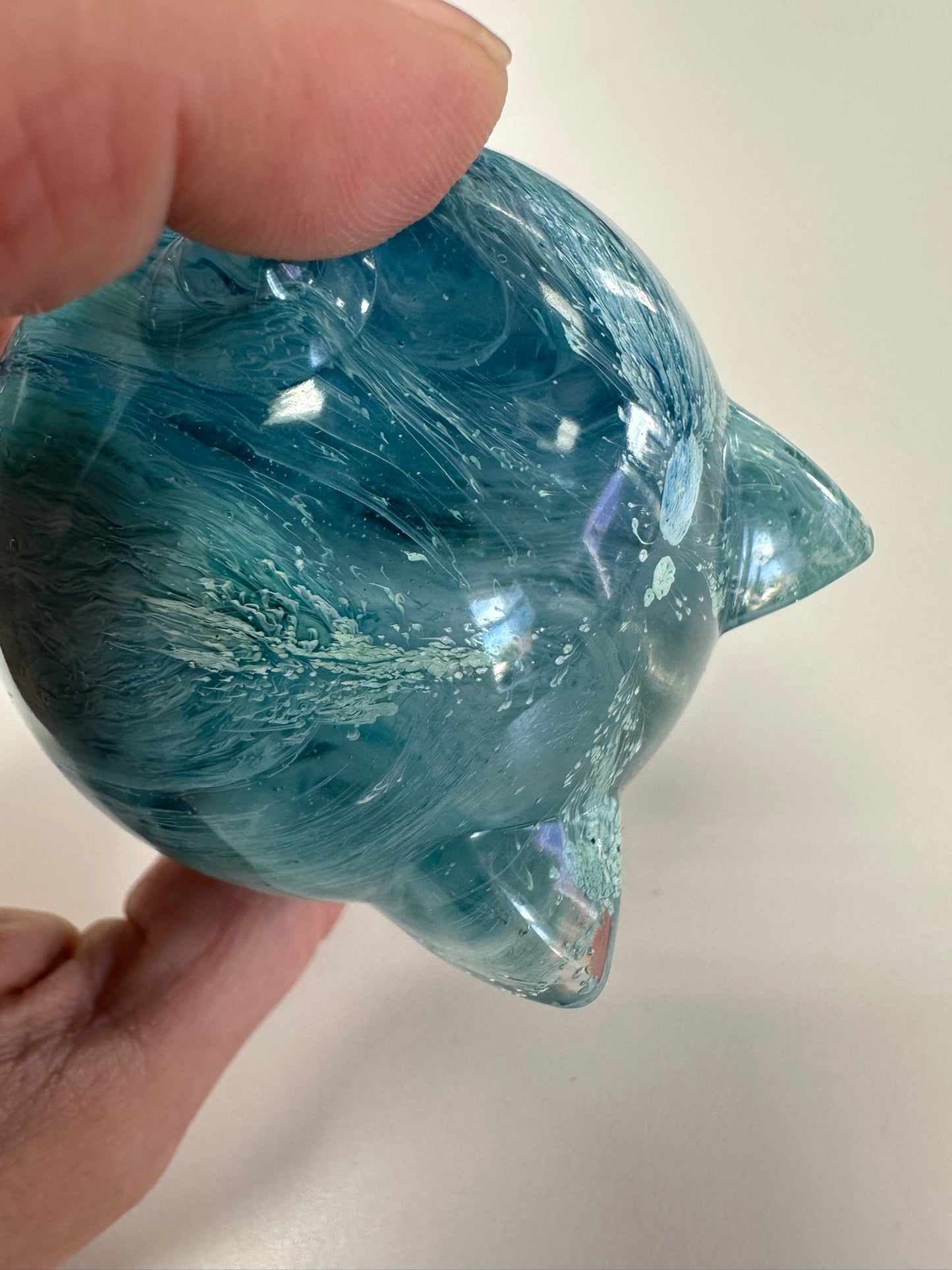 Teal Resin Pig Figurine