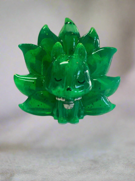 Glowing Green Nine-Tailed Fox Resin Figurine