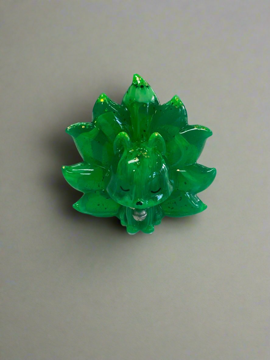 Glowing Green Nine-Tailed Fox Resin Figurine