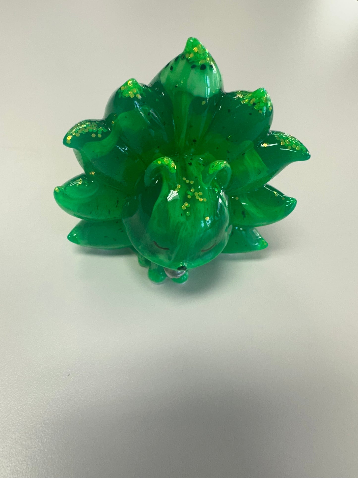 Glowing Green Nine-Tailed Fox Resin Figurine