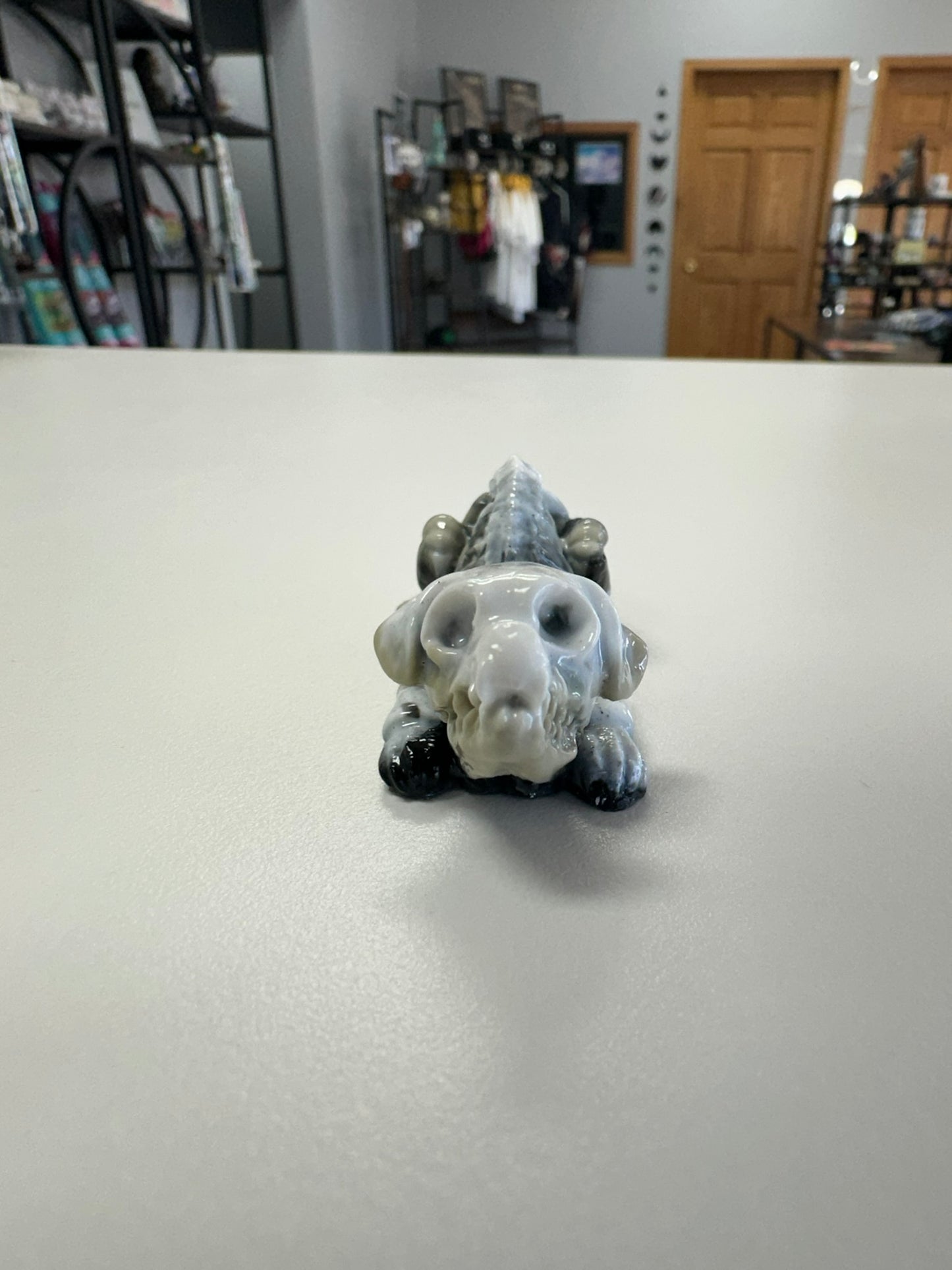 Resting Reaper: Skeletal Dog Figurine