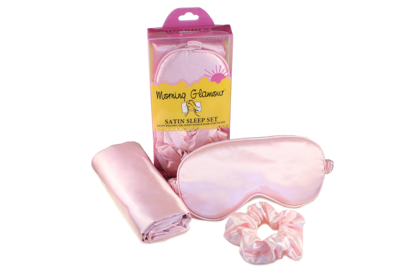 Ultimate Sleep Set Satin Pillowcase, Eye mask and Scrunchie: Pale Leopard