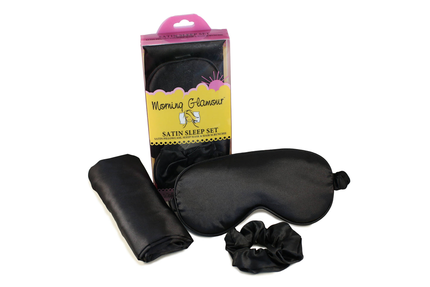 Ultimate Sleep Set Satin Pillowcase, Eye mask and Scrunchie: Pale Leopard