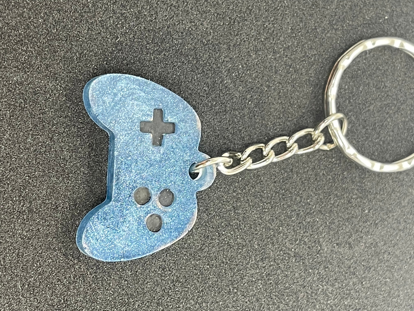 Lighter Blue and Black Game Controller Keychain