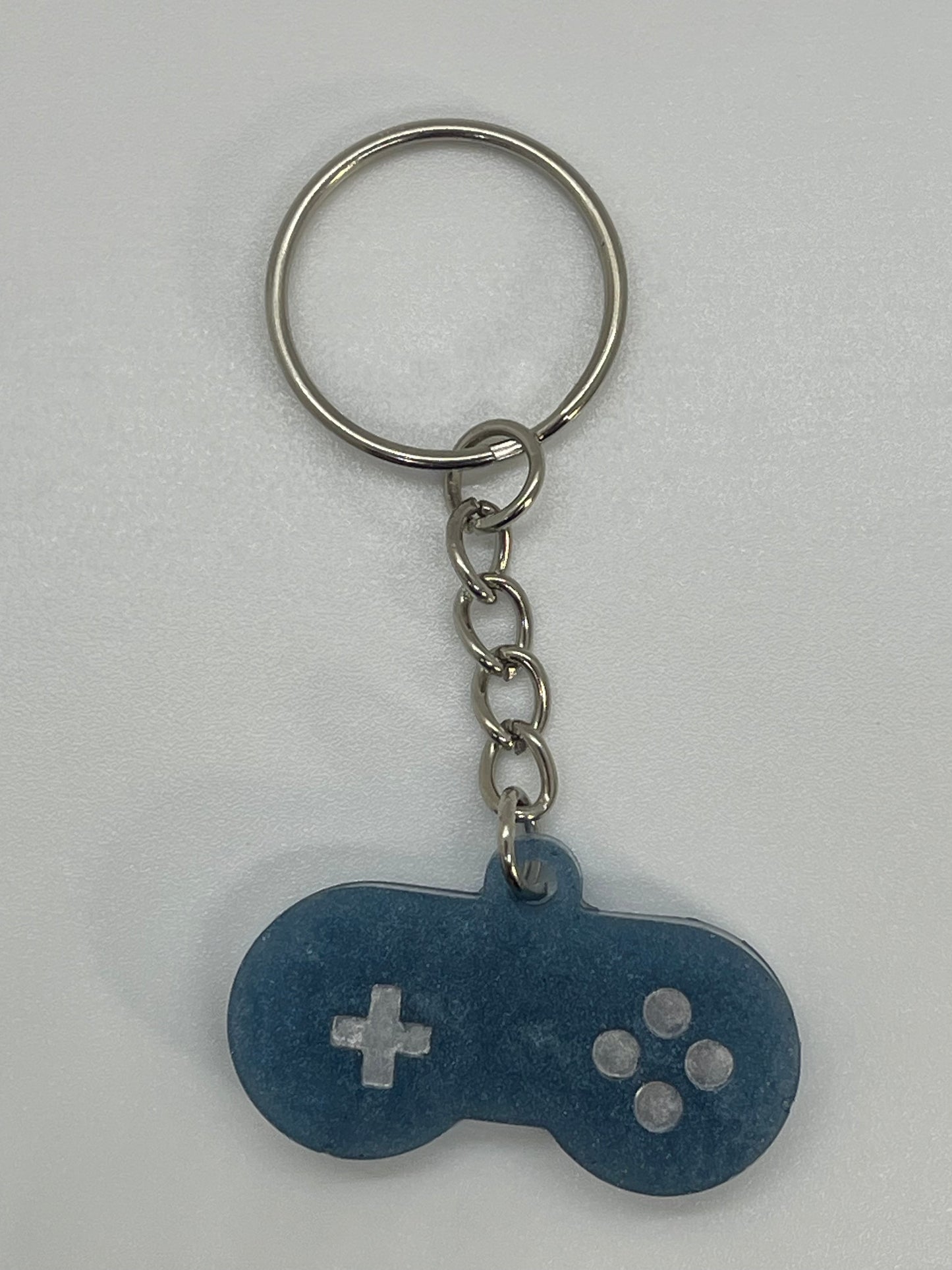 Light Blue and Silver Game Controller Keychain Style 2