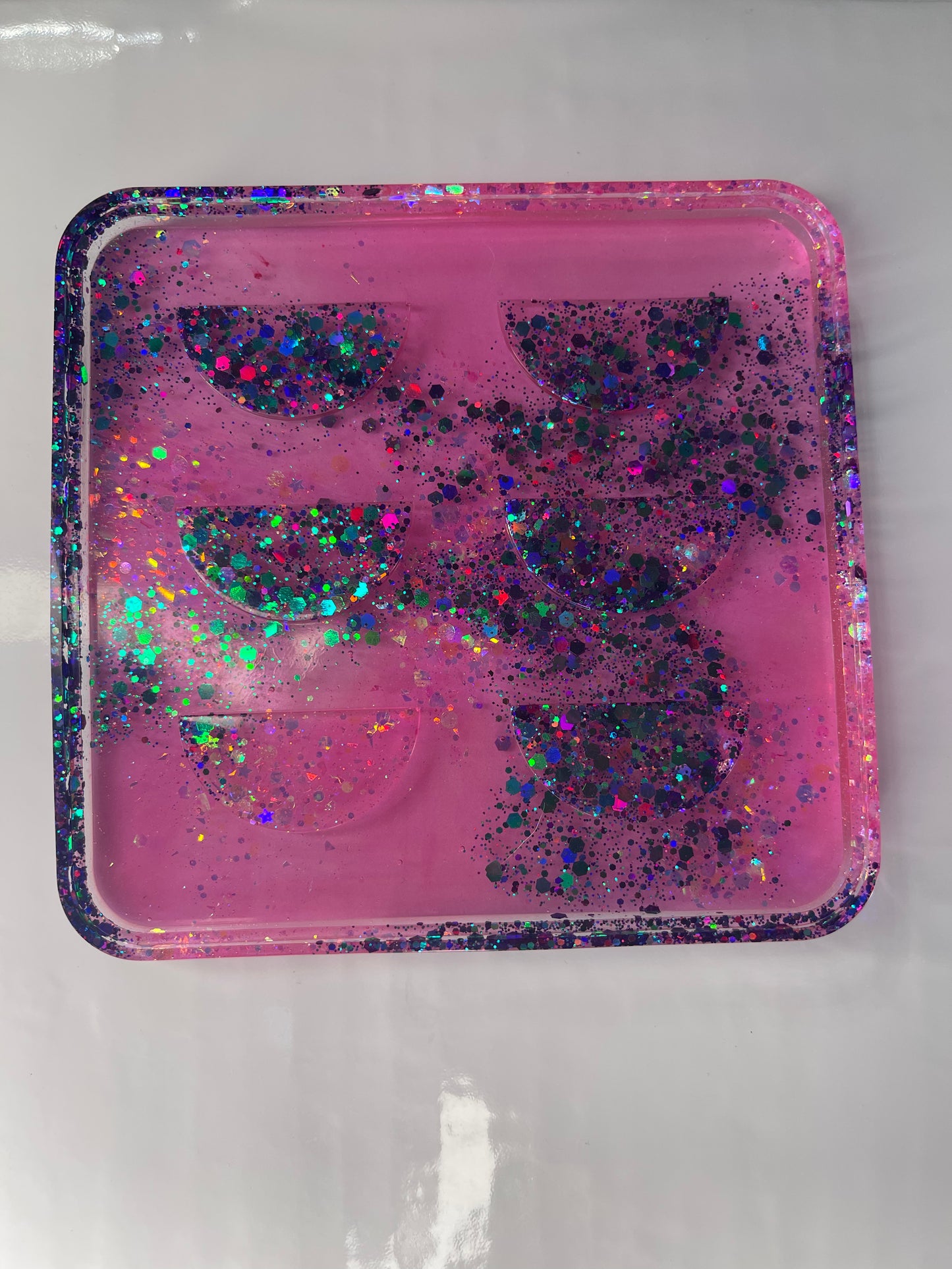 See Through Pink and Color shift Glitter False Eyelash Tray no lid